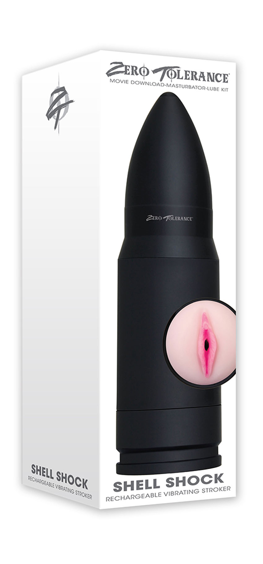 shell shock rechargeable vibrating stroker 