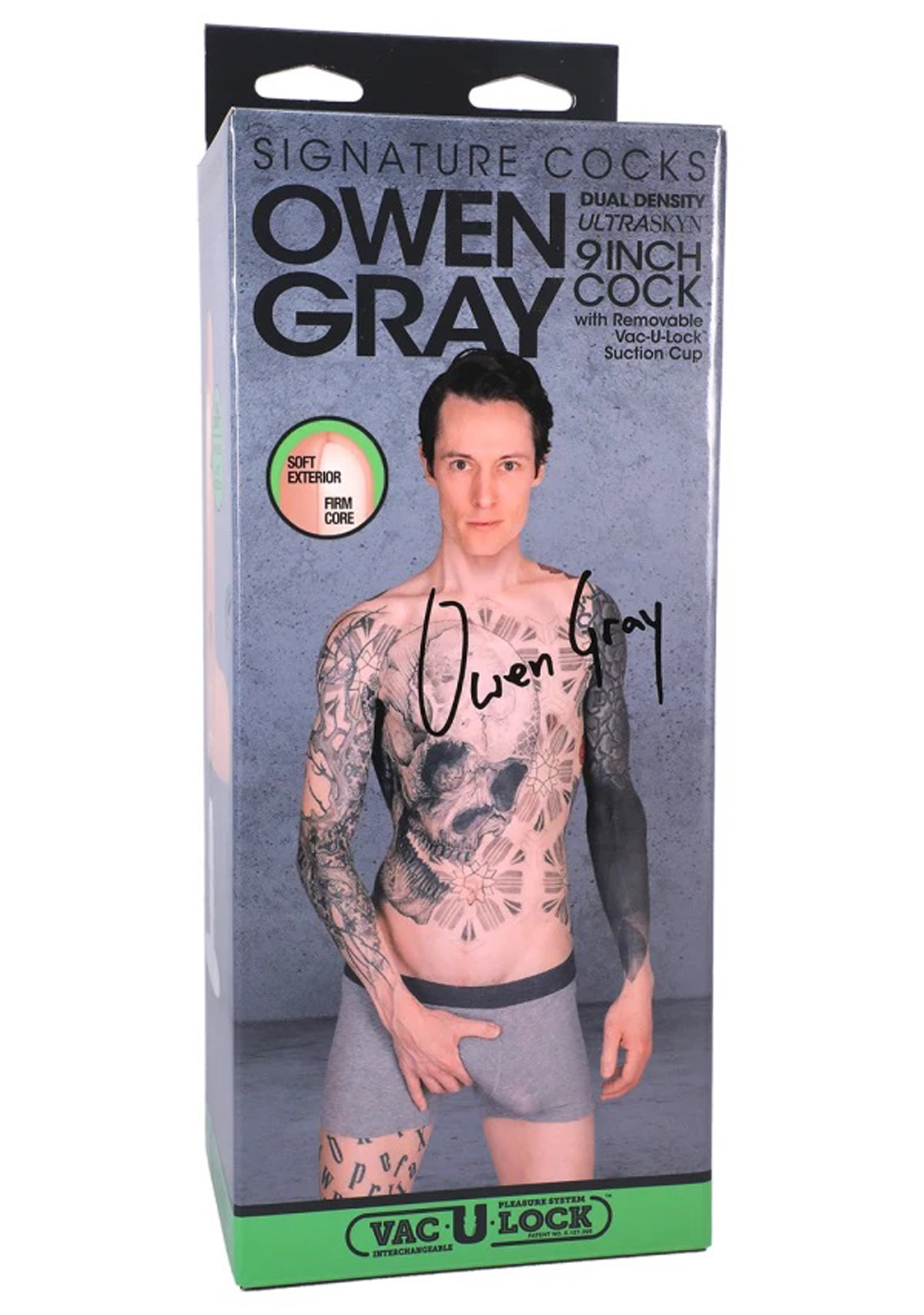 signature cocks owen gray  inch ultraskyn  cock with removable vac u lock suction cup skin tone 