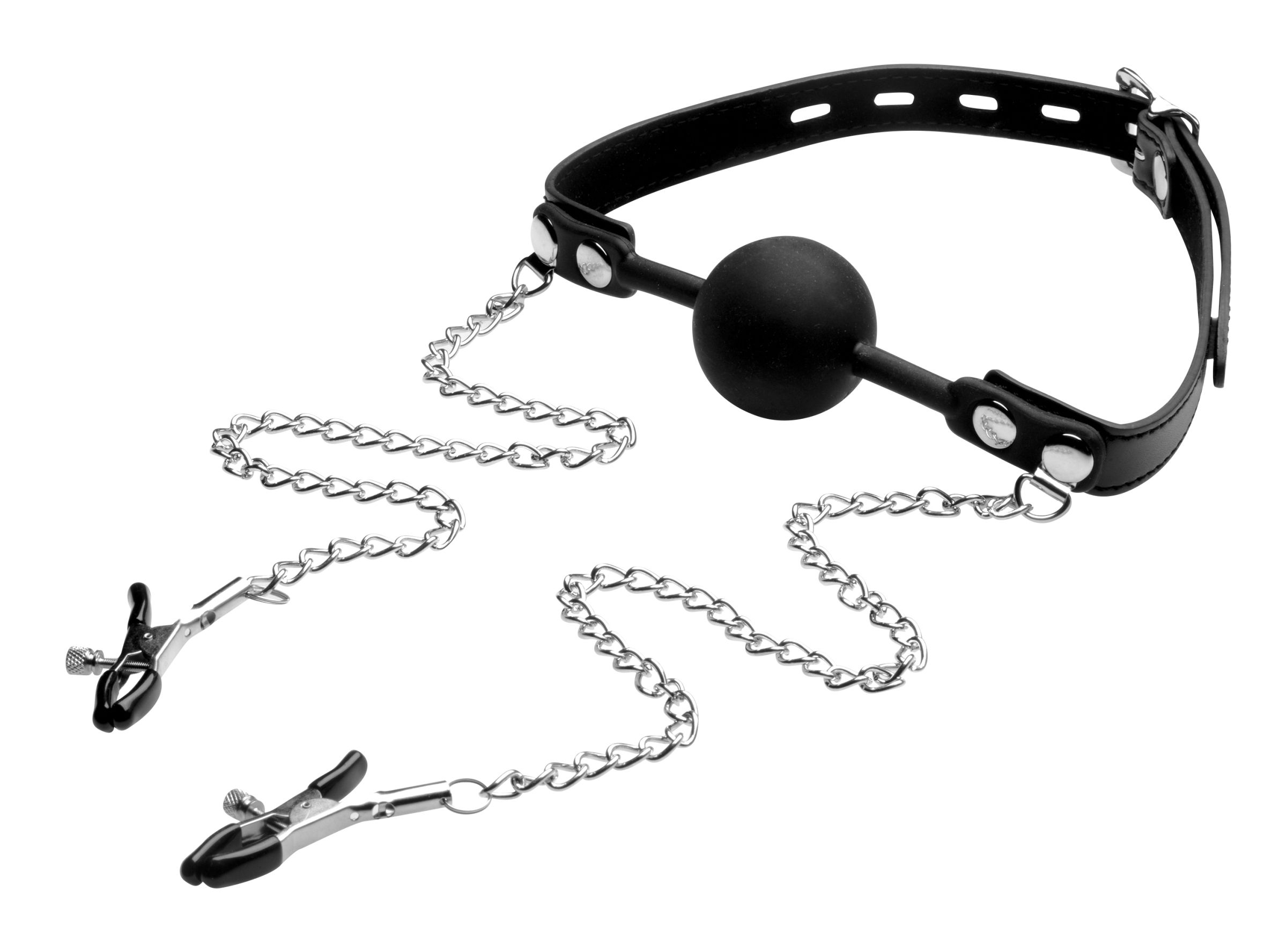 silicone ball gag wnipple clamps 