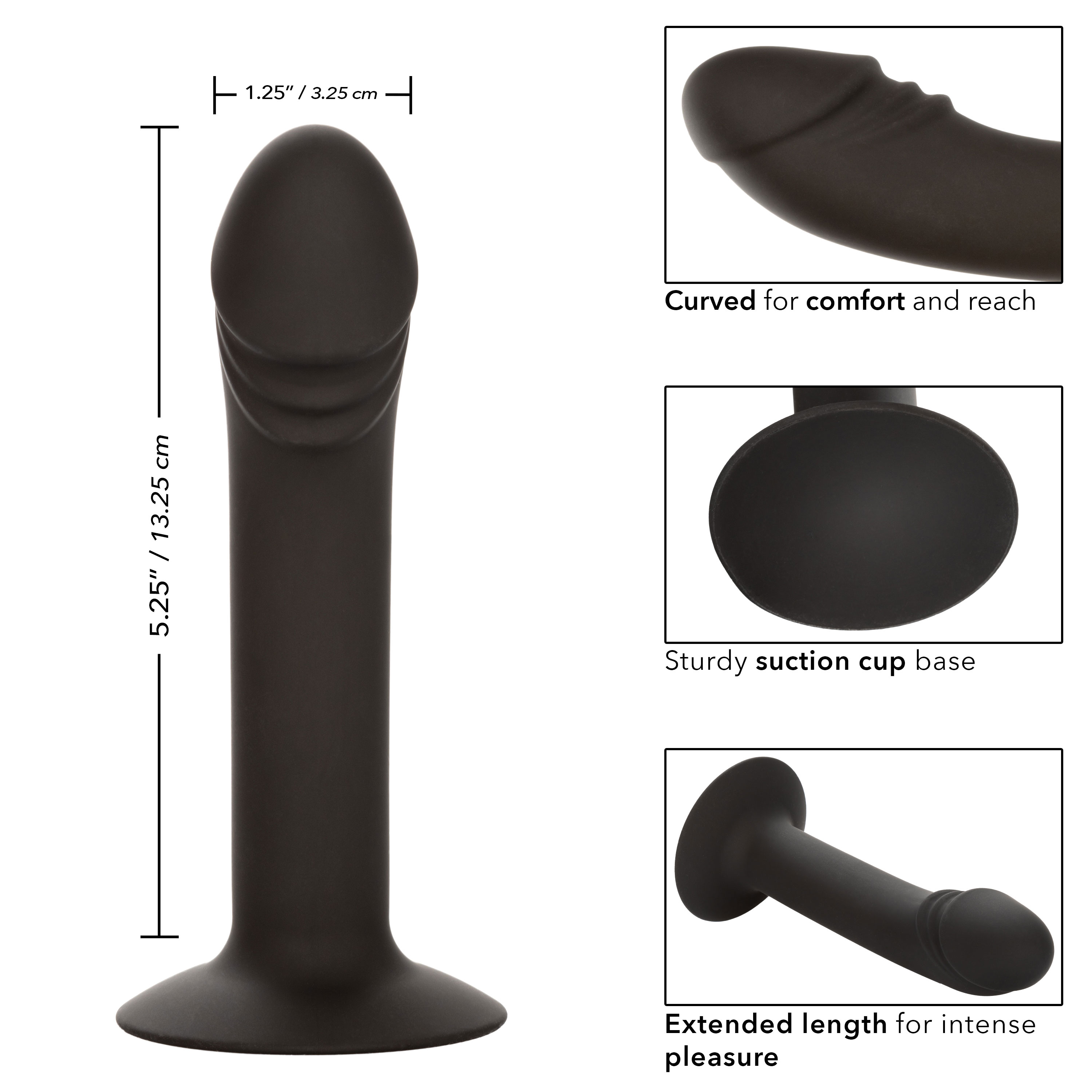 silicone curved anal stud black 