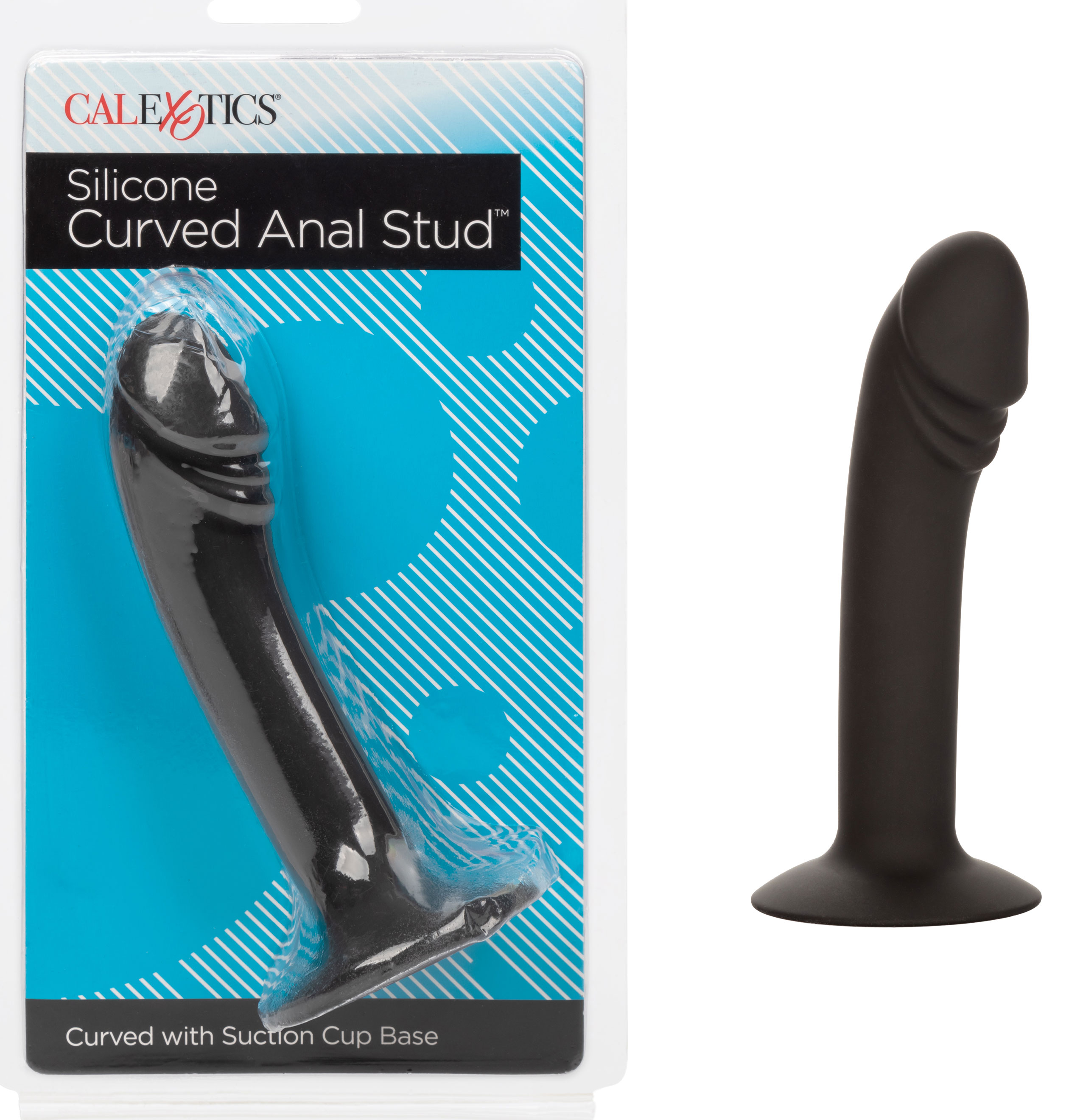 silicone curved anal stud black 