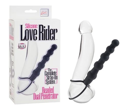 silicone love rider beaded dual penetrator black 