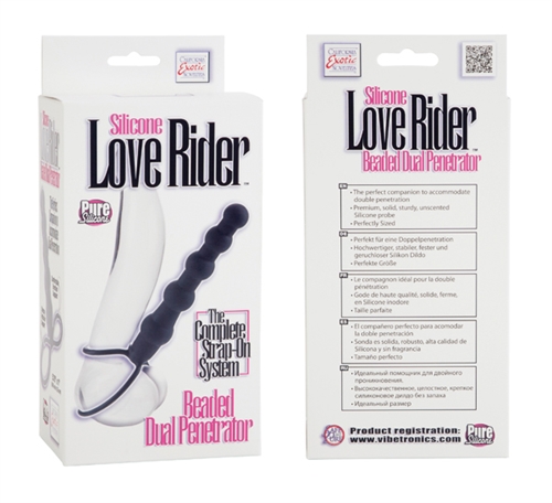 silicone love rider beaded dual penetrator black 