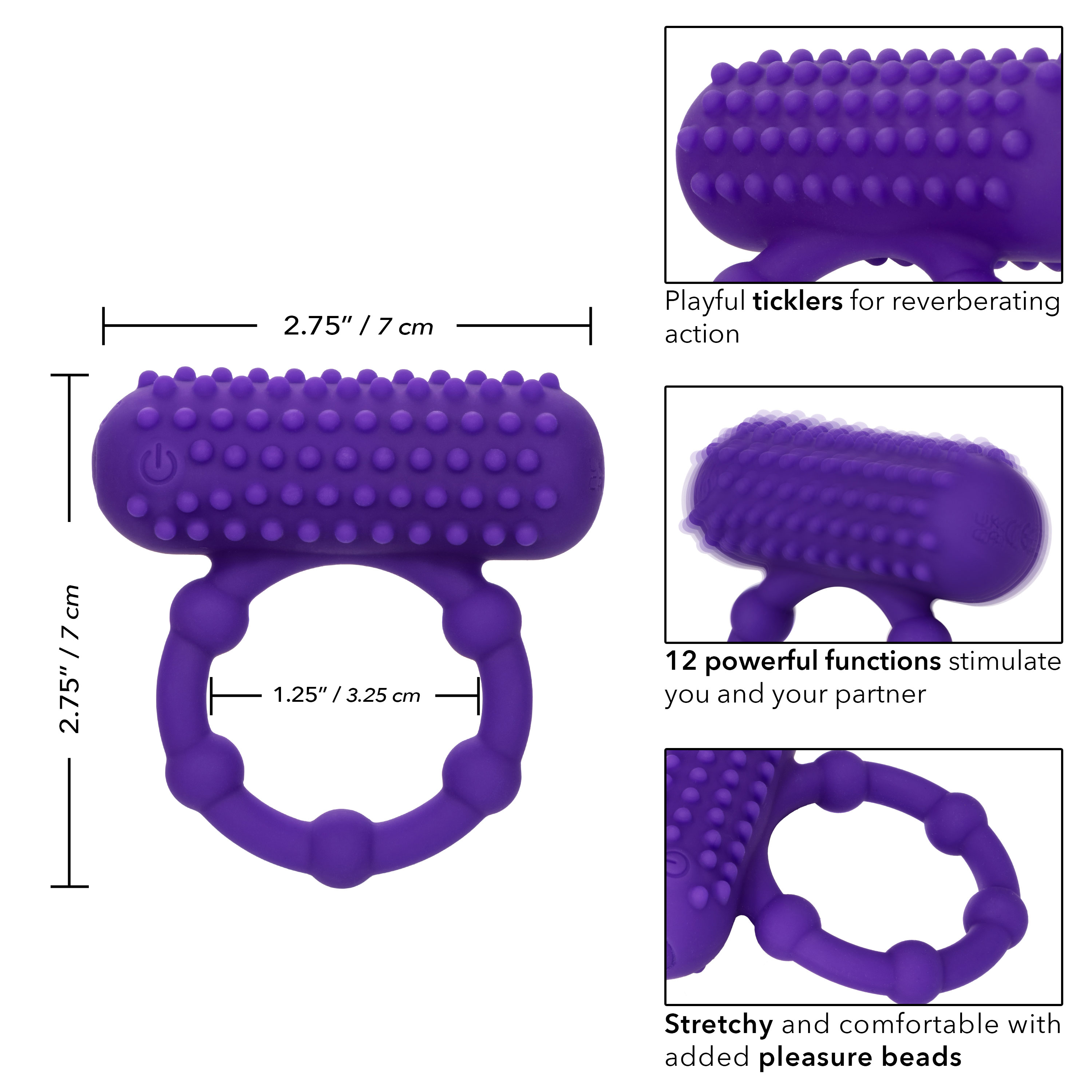 silicone rechargeable  bead maximus ring purple 