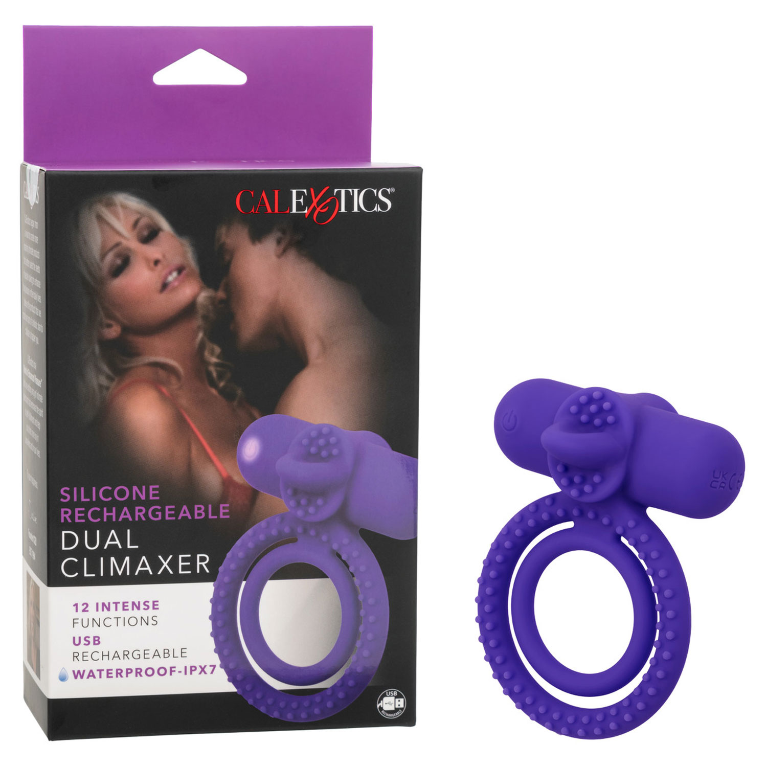 silicone rechargeable dual climaxer purple 