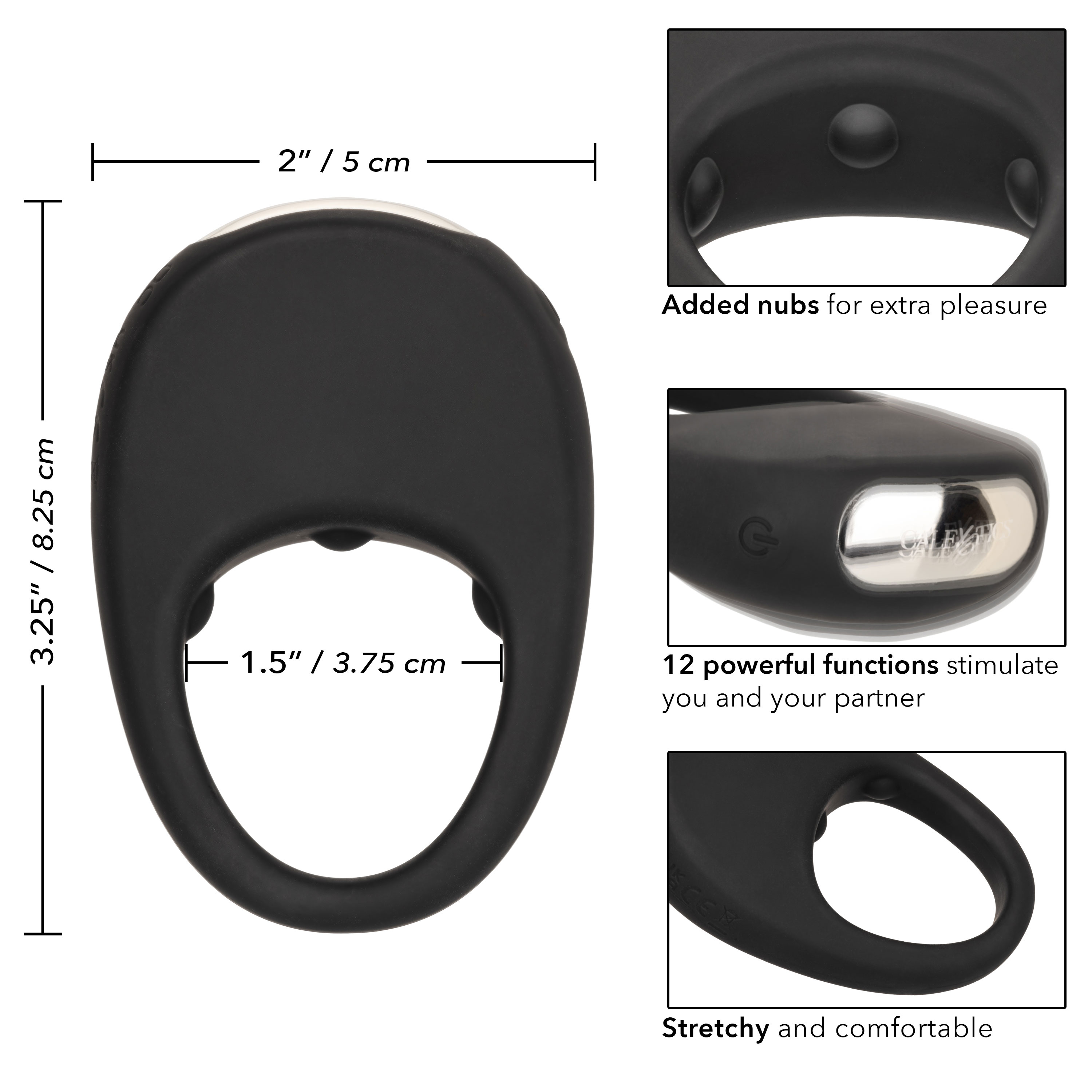 silicone rechargeable pleasure ring black black 