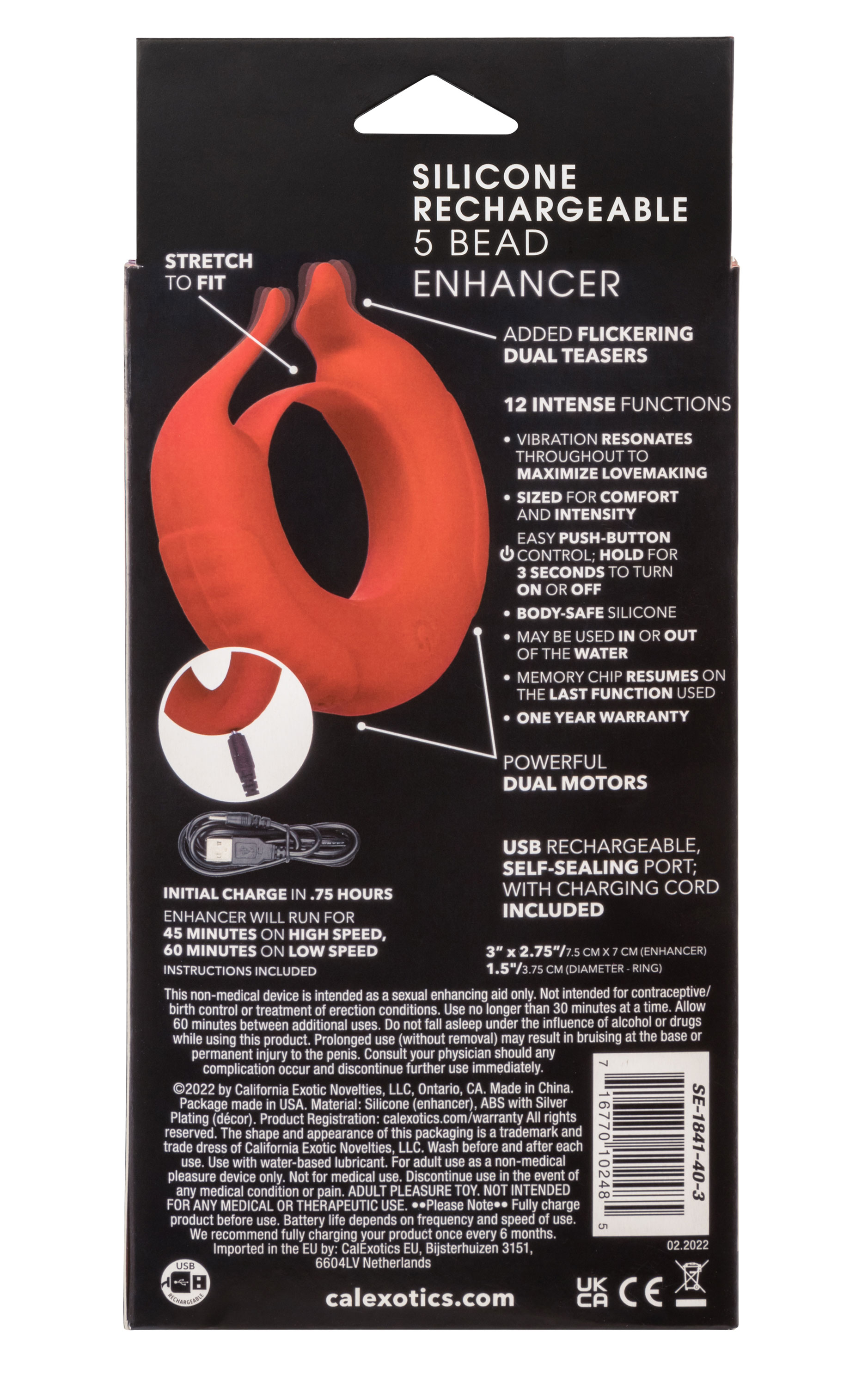 silicone rechargeable taurus enhancer red 