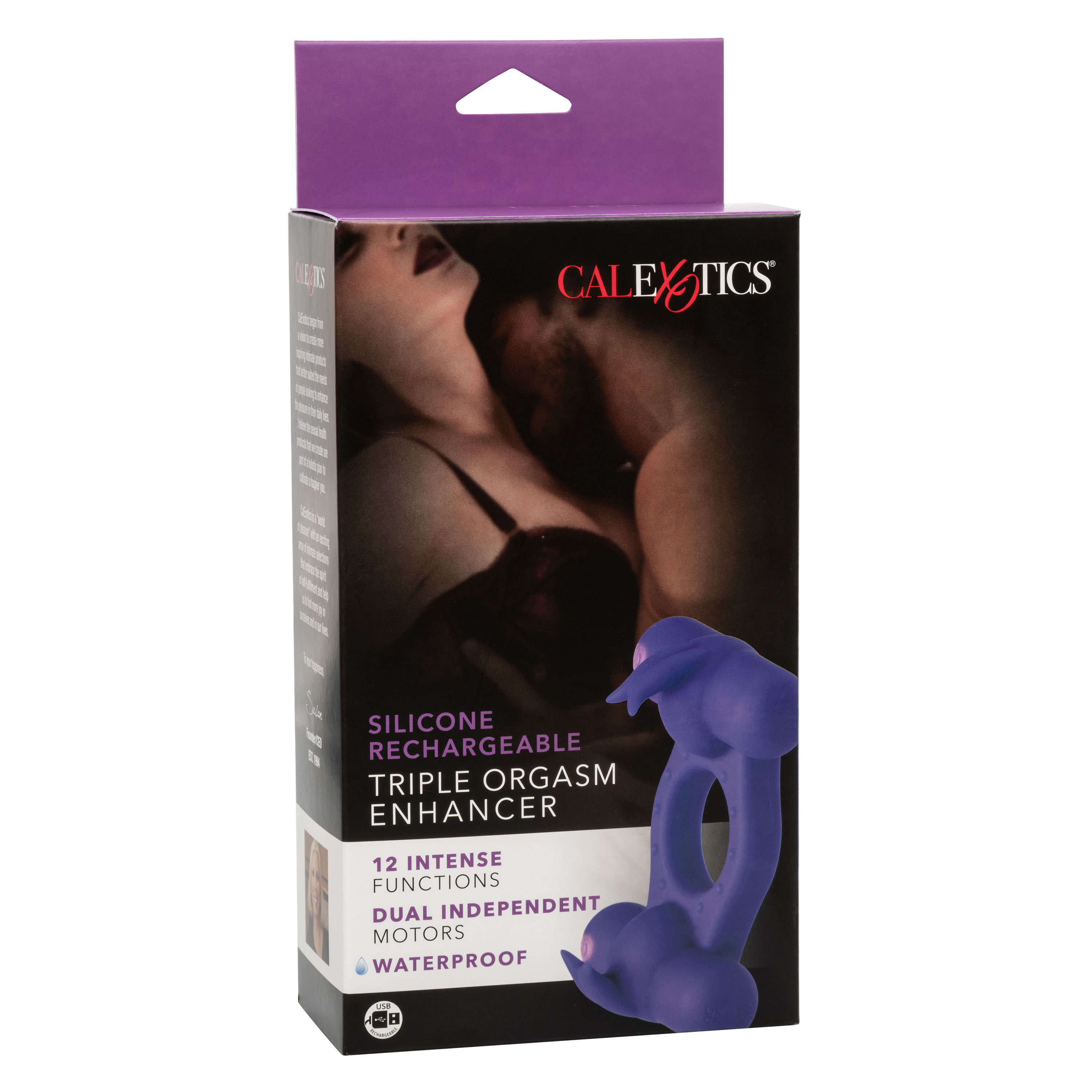 silicone rechargeable triple orgasm enhancer  purple 