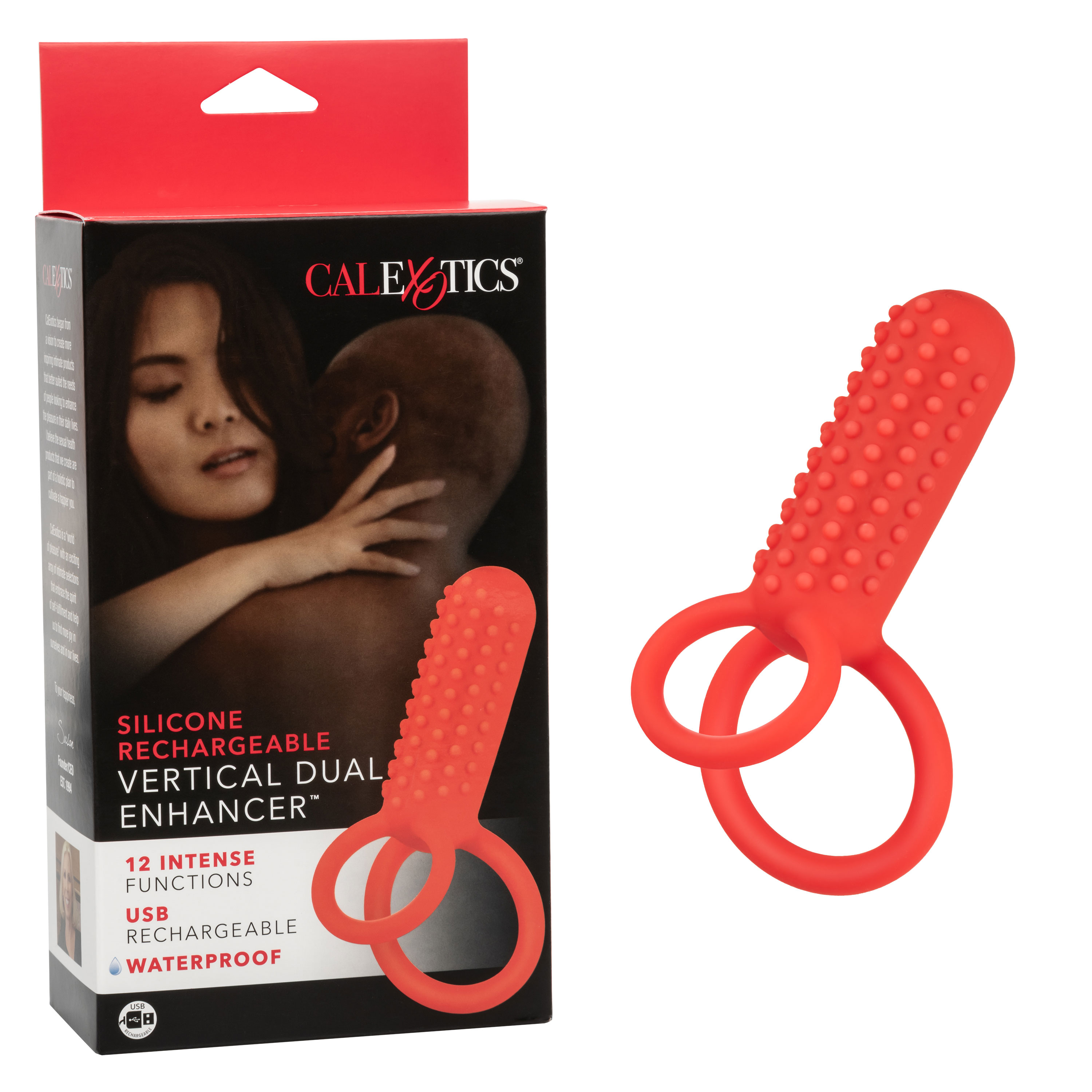 silicone rechargeable vertical dual enhancer red 