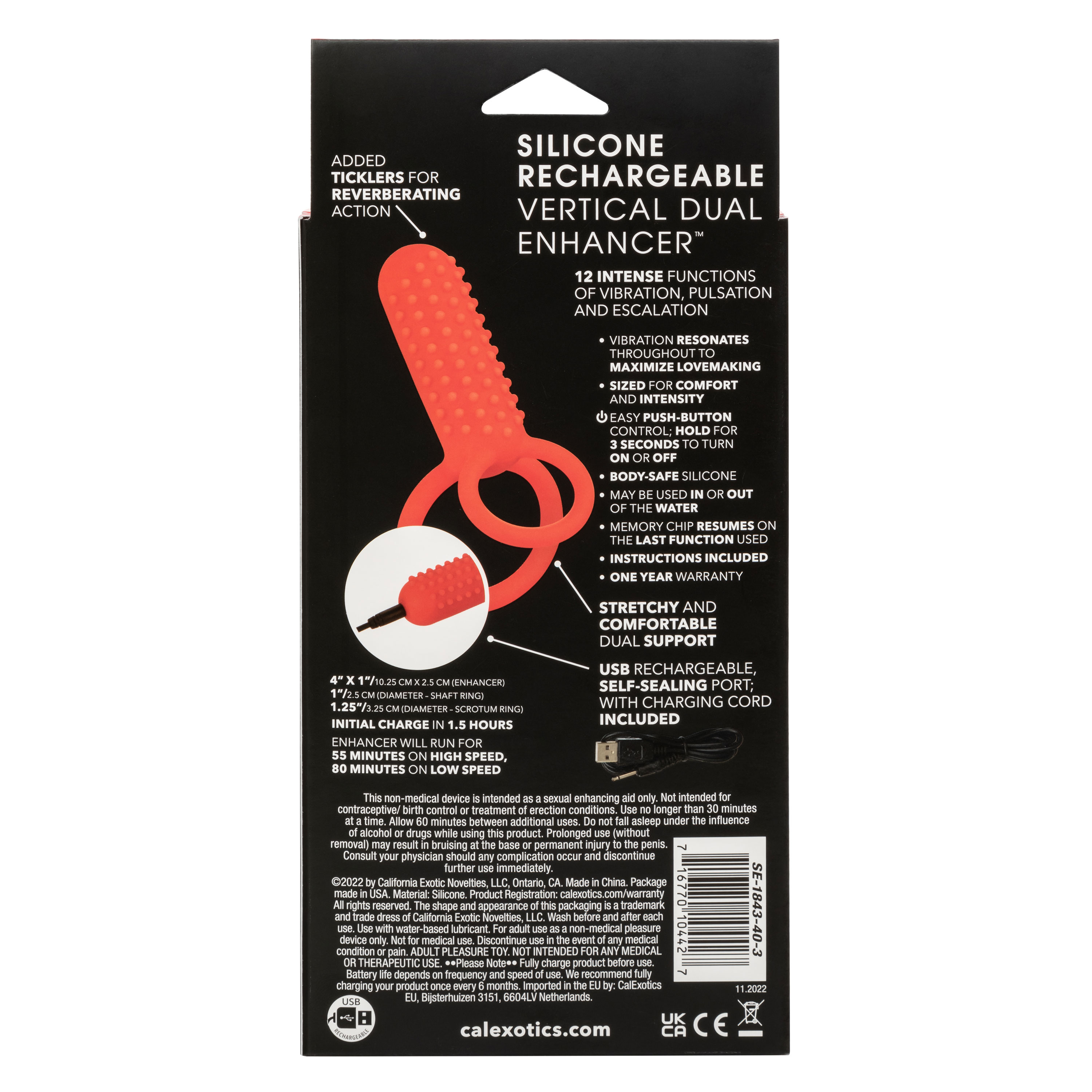 silicone rechargeable vertical dual enhancer red 