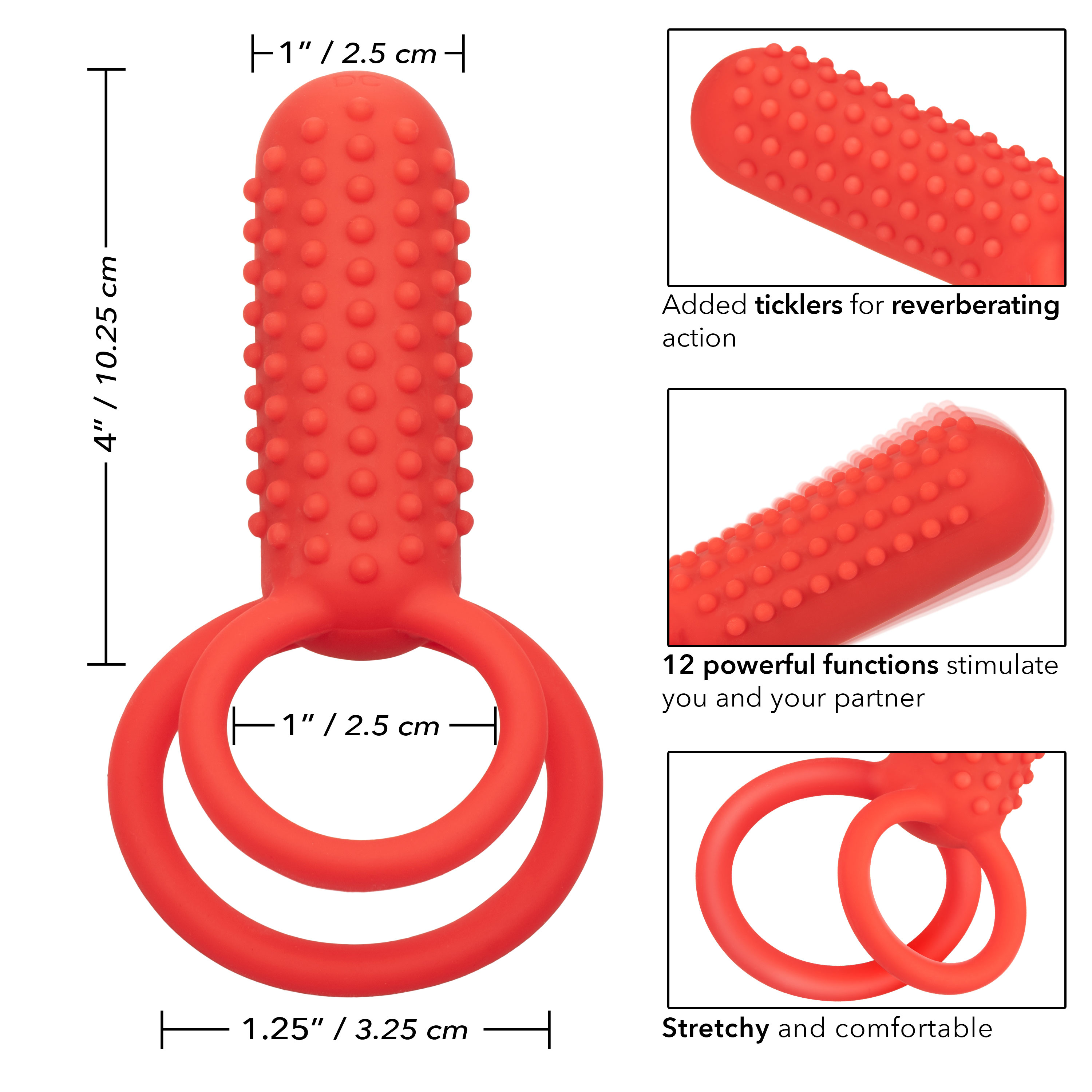 silicone rechargeable vertical dual enhancer red 