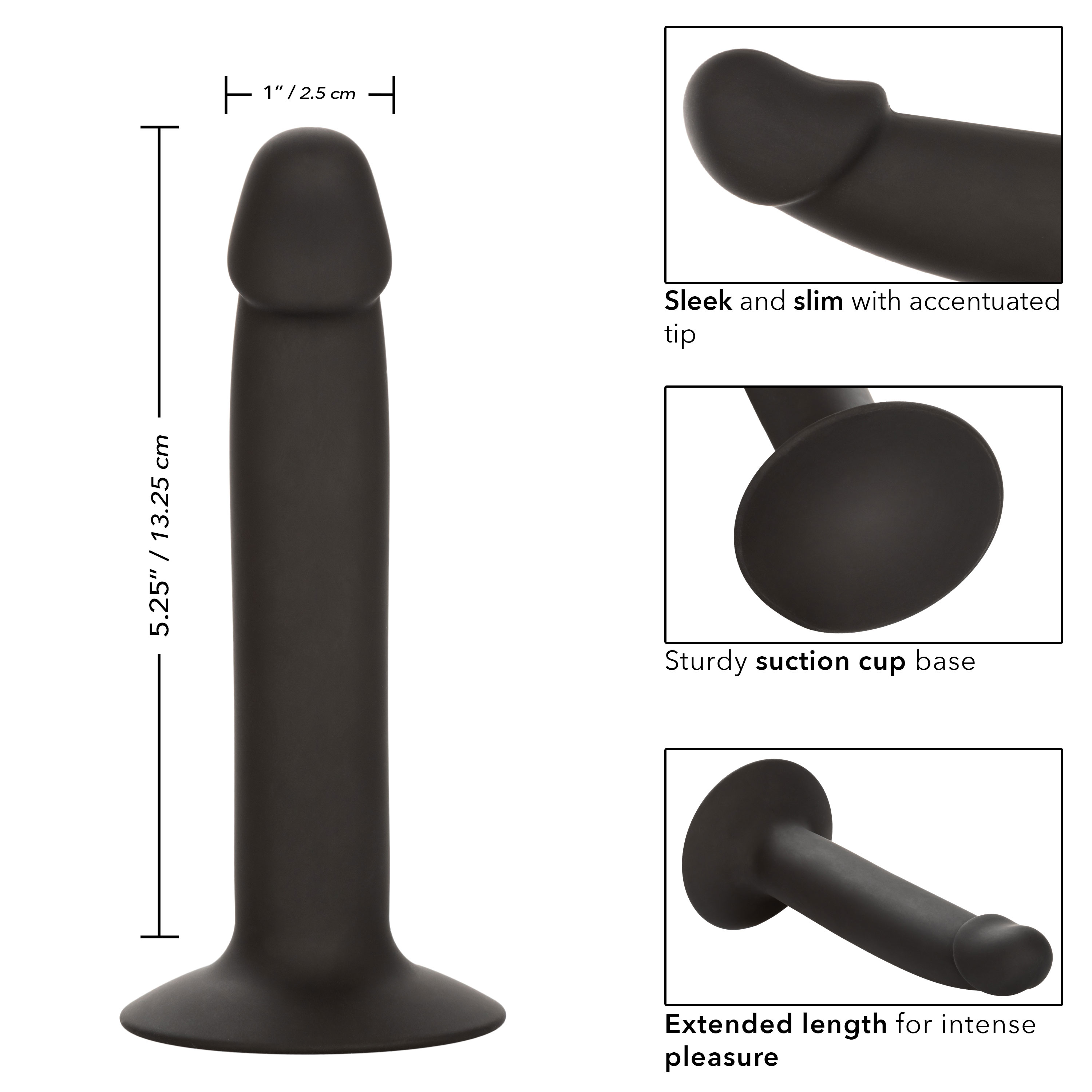 silicone slim anal stud black 