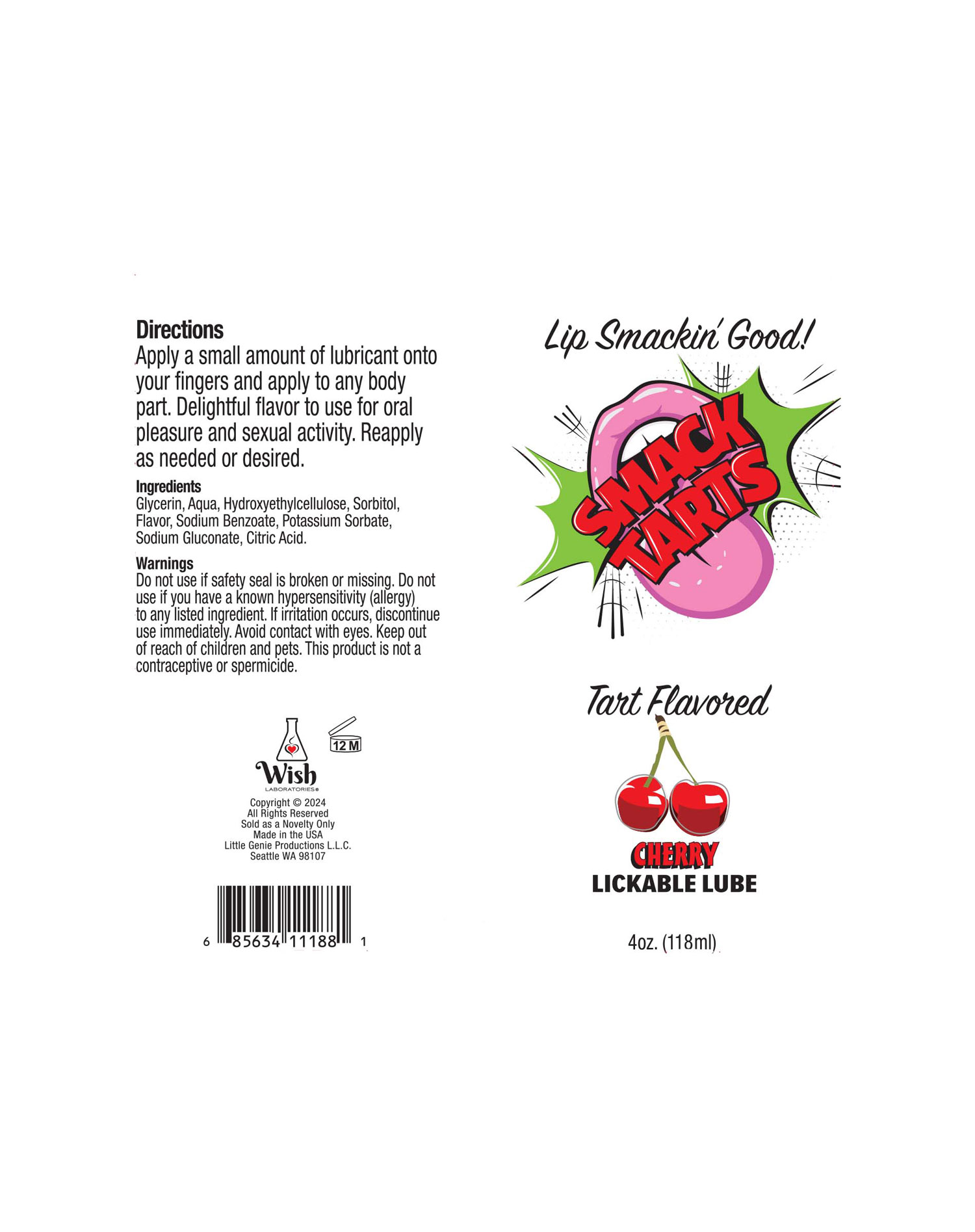 smack tarts oz lickable flavored lubricant cherry 