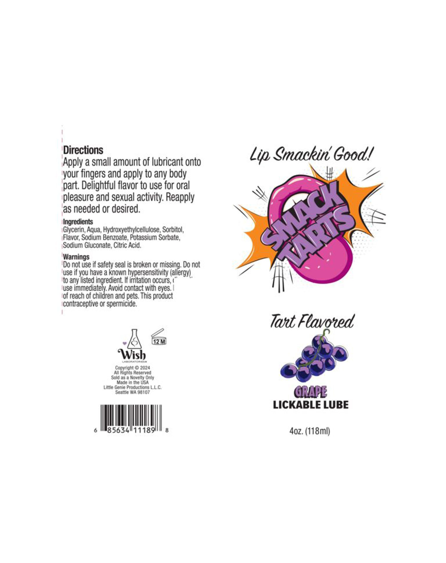 smack tarts oz lickable flavored lubricant grape 