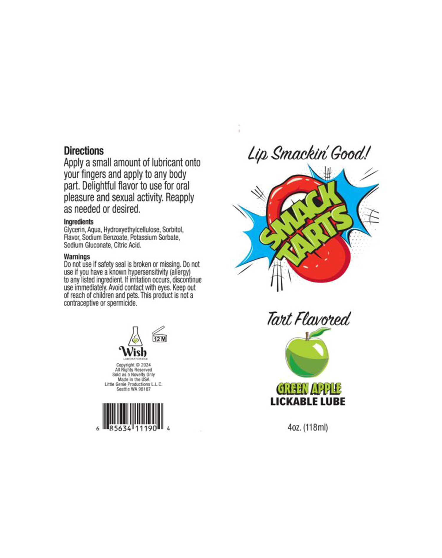 smack tarts oz lickable flavored lubricant green apple 