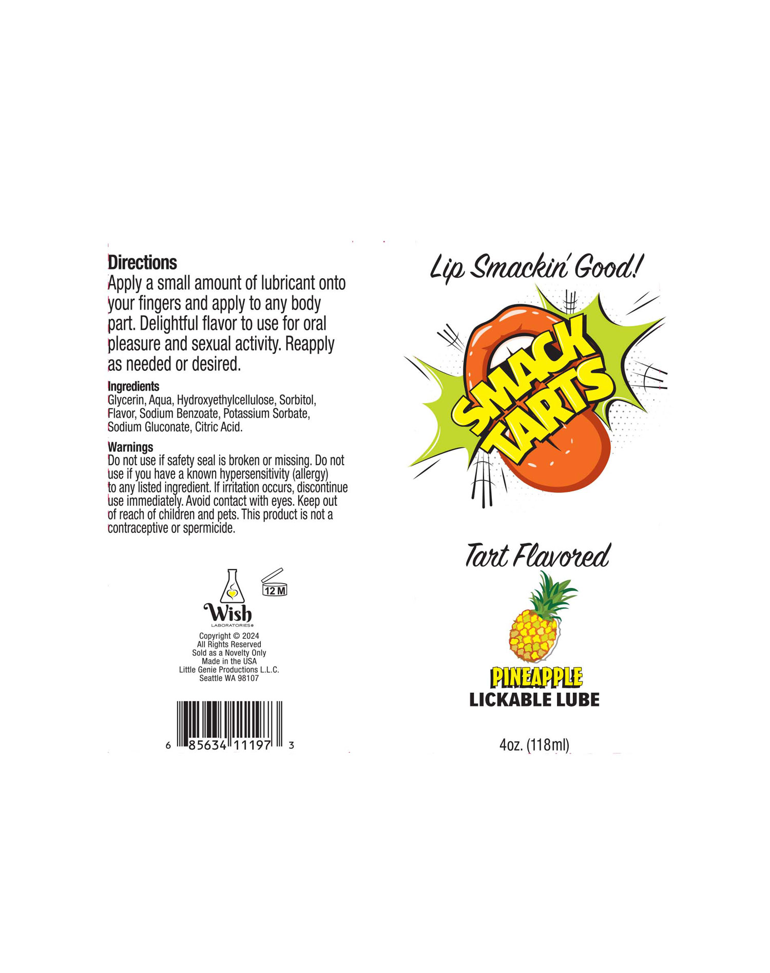 smack tarts oz lickable flavored lubricant pineapple 