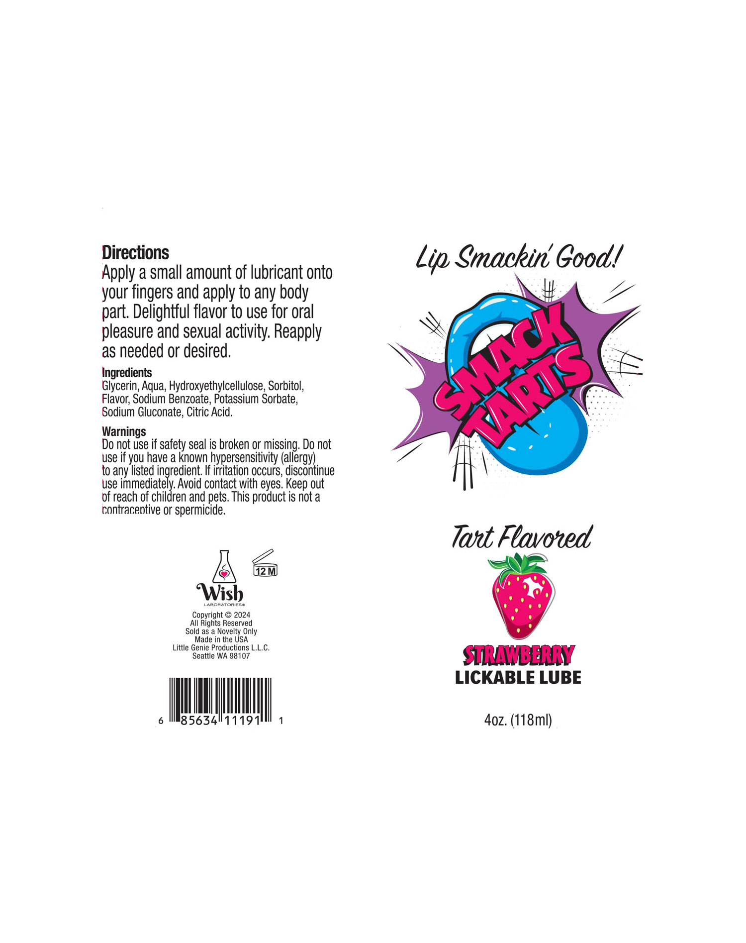 smack tarts oz lickable flavored lubricant strawberry 