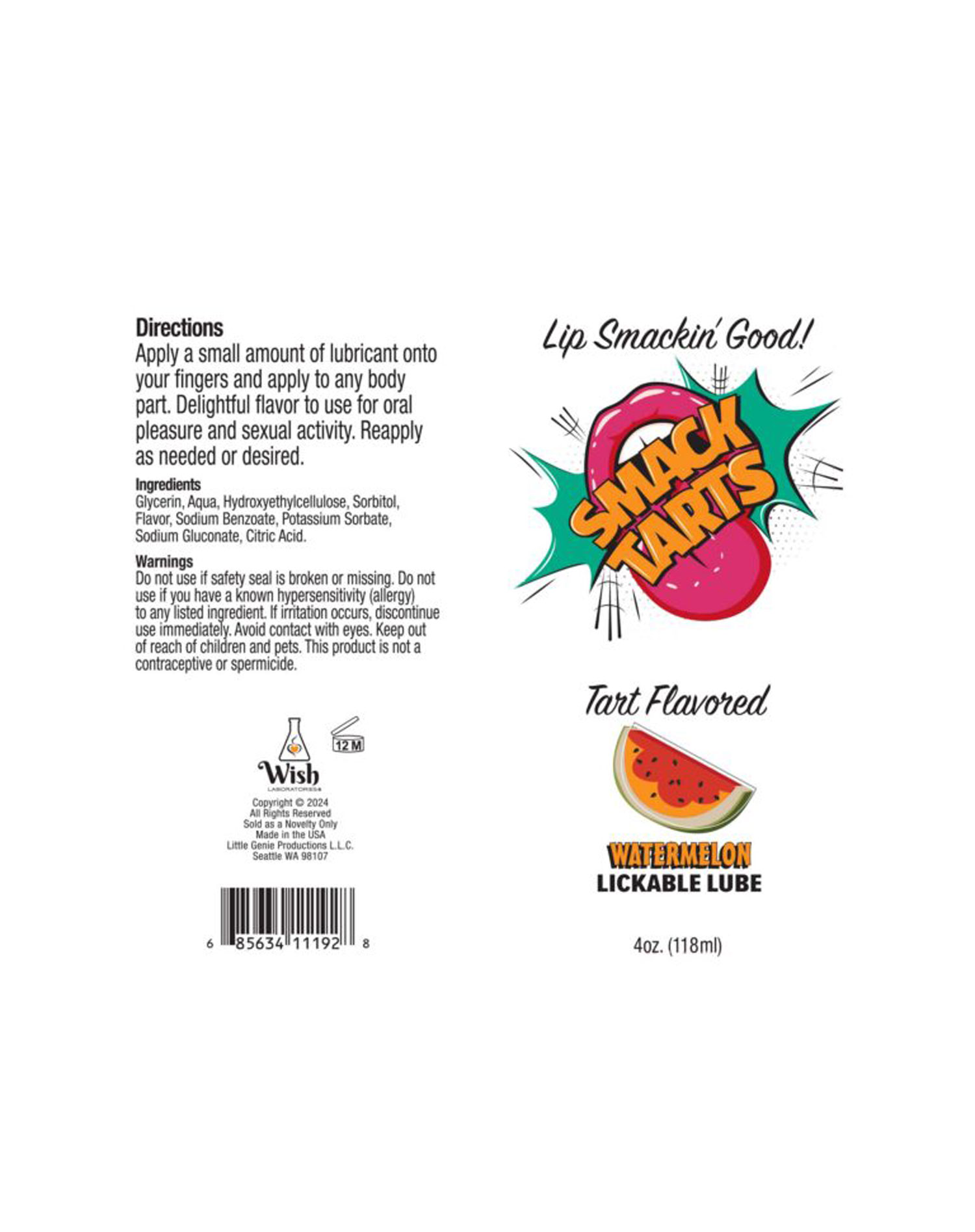 smack tarts oz lickable flavored lubricant watermelon 