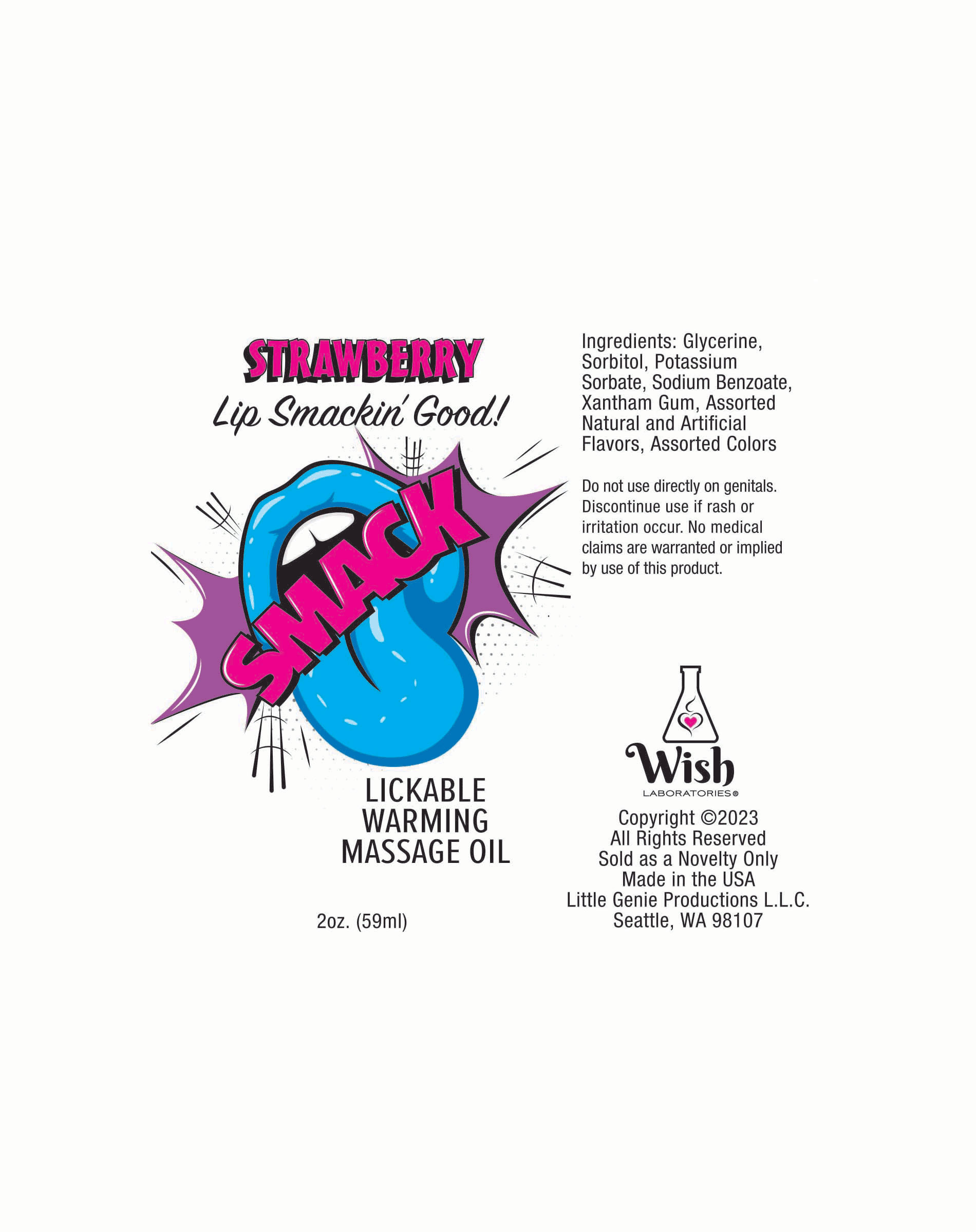 smack warming and lickable massage oil  strawberry  oz 