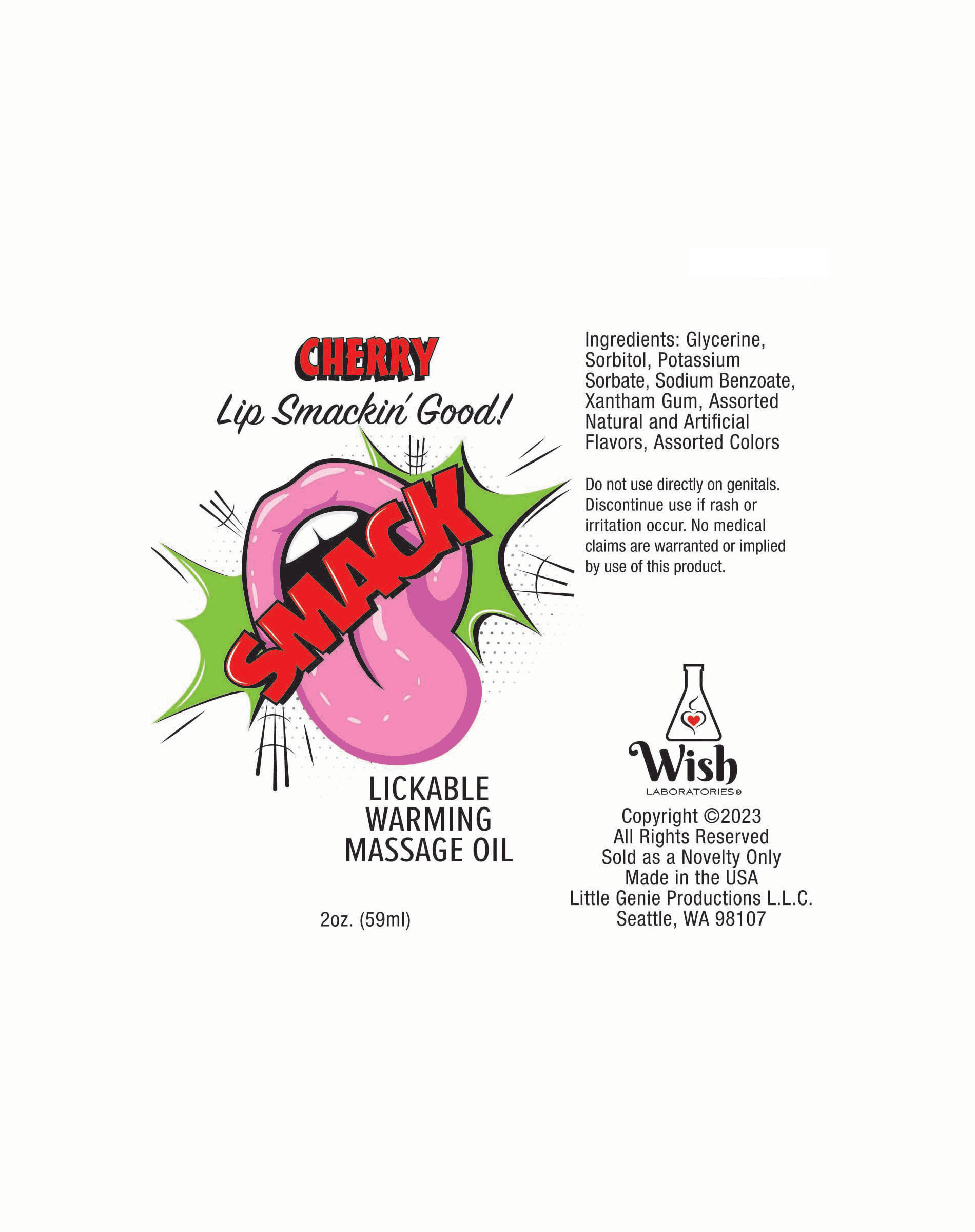 smack warming and lickable massage oil cherry   oz 