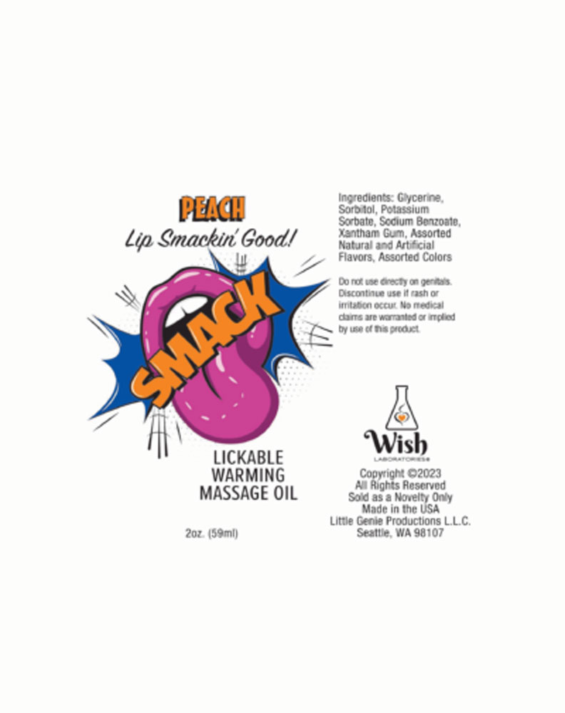 smack warming and lickable massage oil peach   oz 