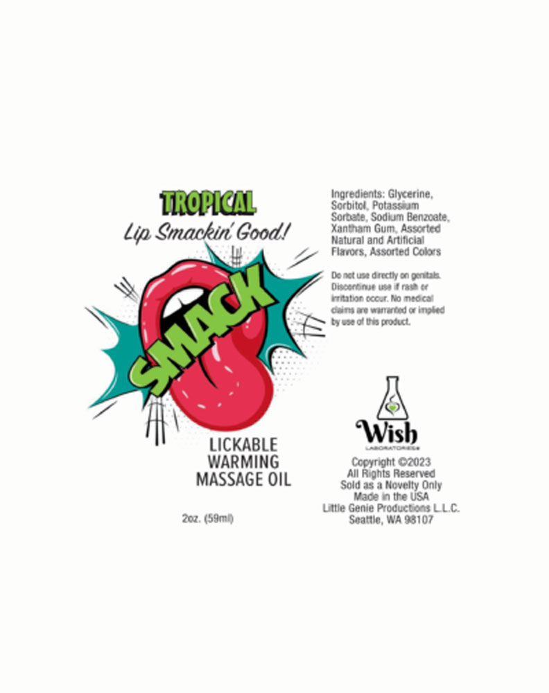 smack warming and lickable massage oil tropical   oz 