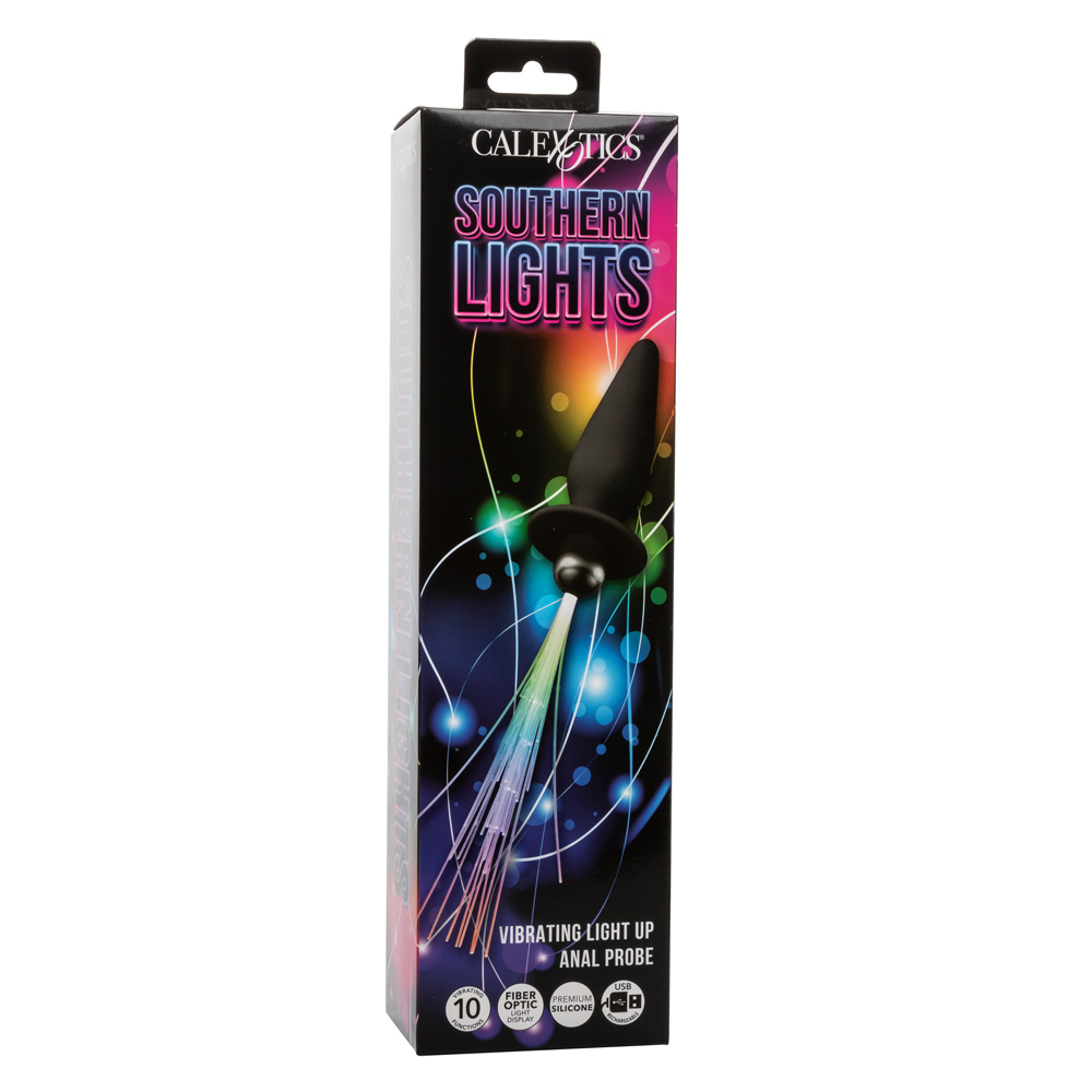 southern lights vibrating light up anal probe  black 