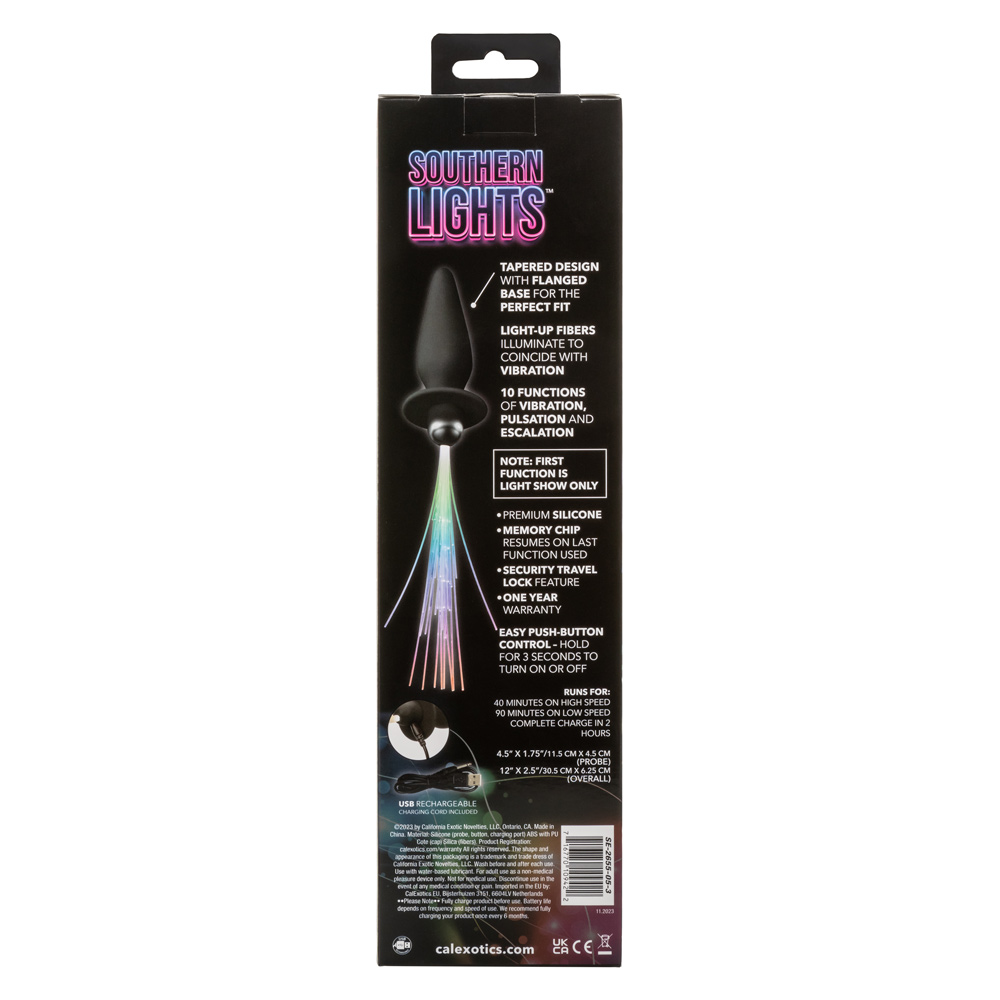 southern lights vibrating light up anal probe  black 