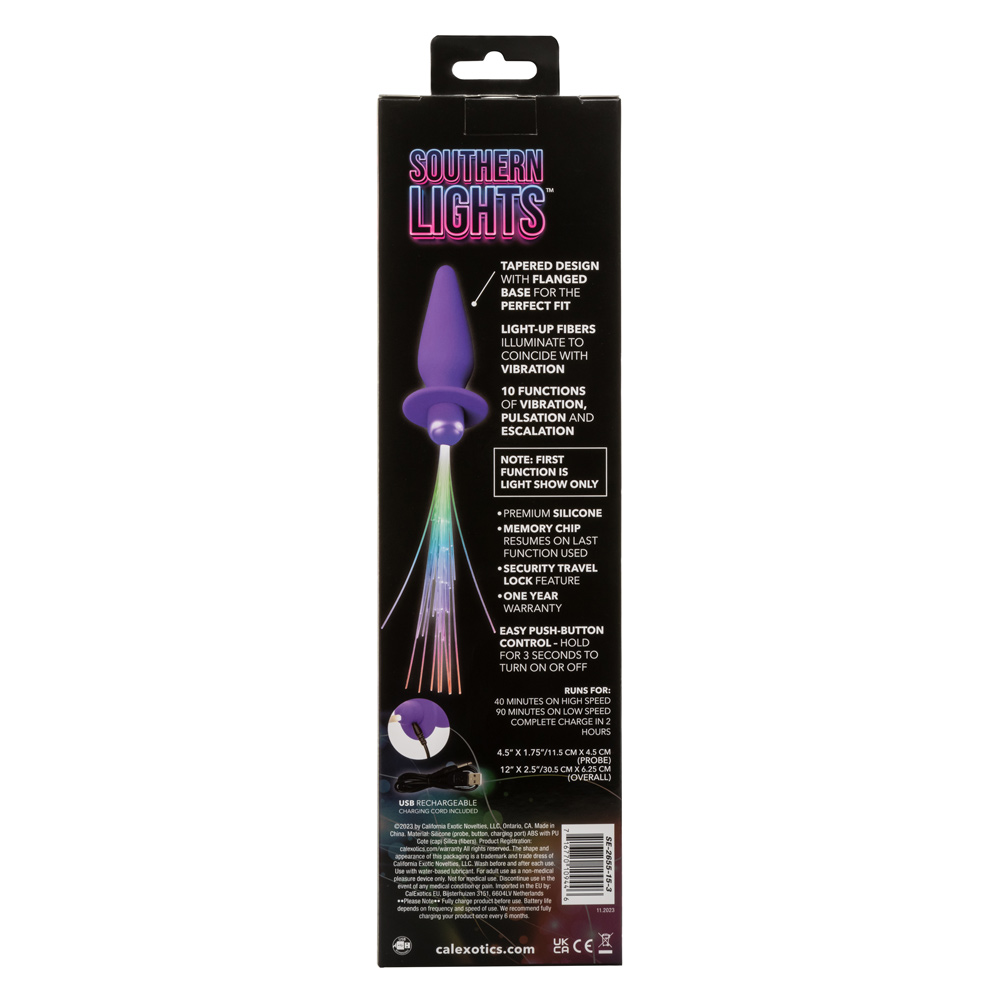 southern lights vibrating light up anal probe  purple 