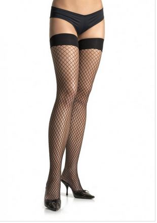 spandex industrial net thigh highs black 