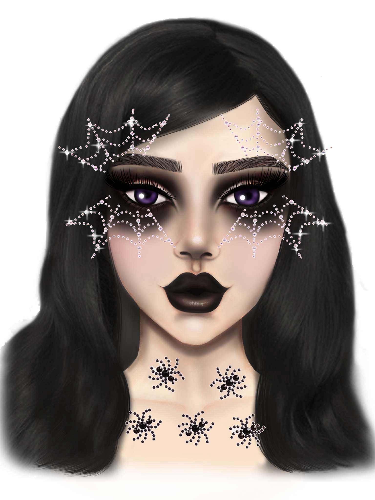 spider web face jewels sticker 