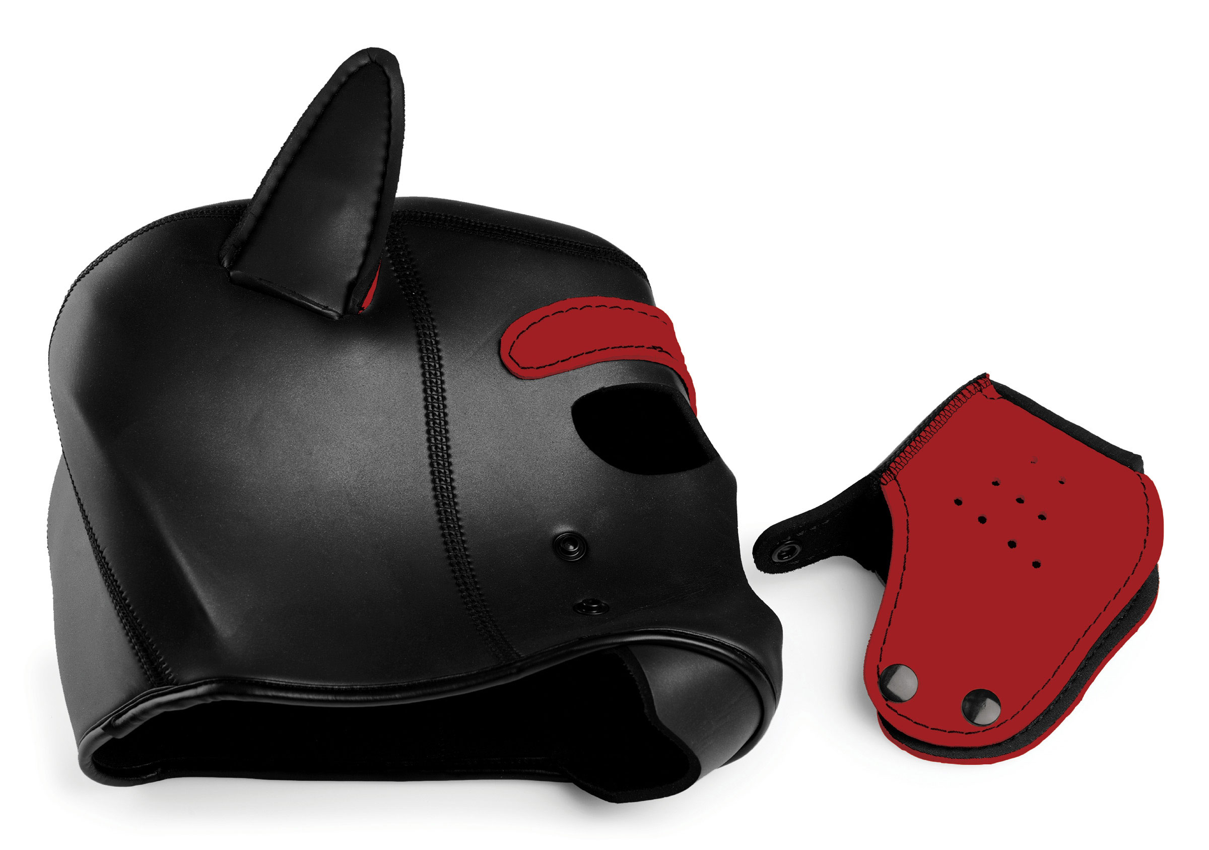 spike neoprene puppy hood red 