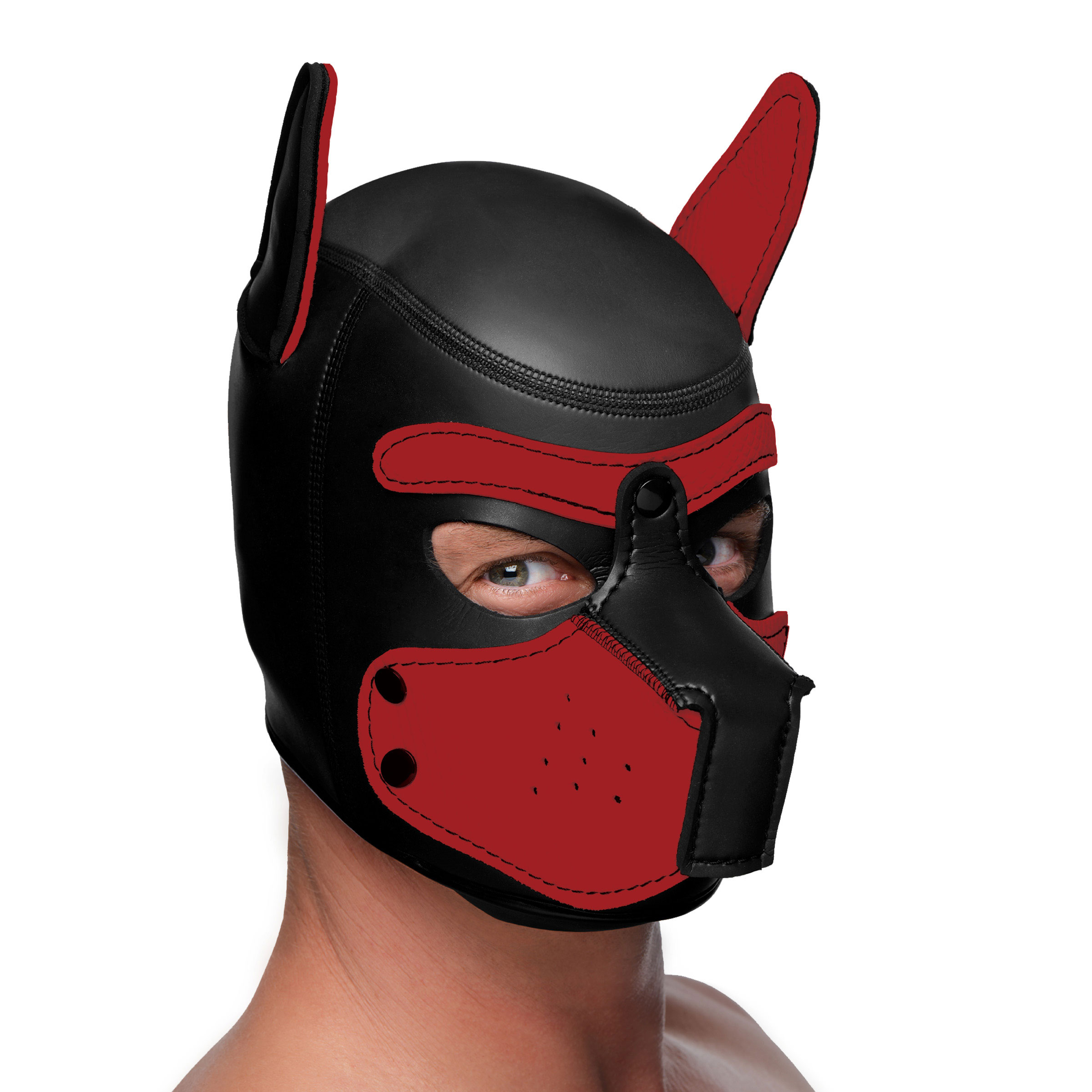 spike neoprene puppy hood red 