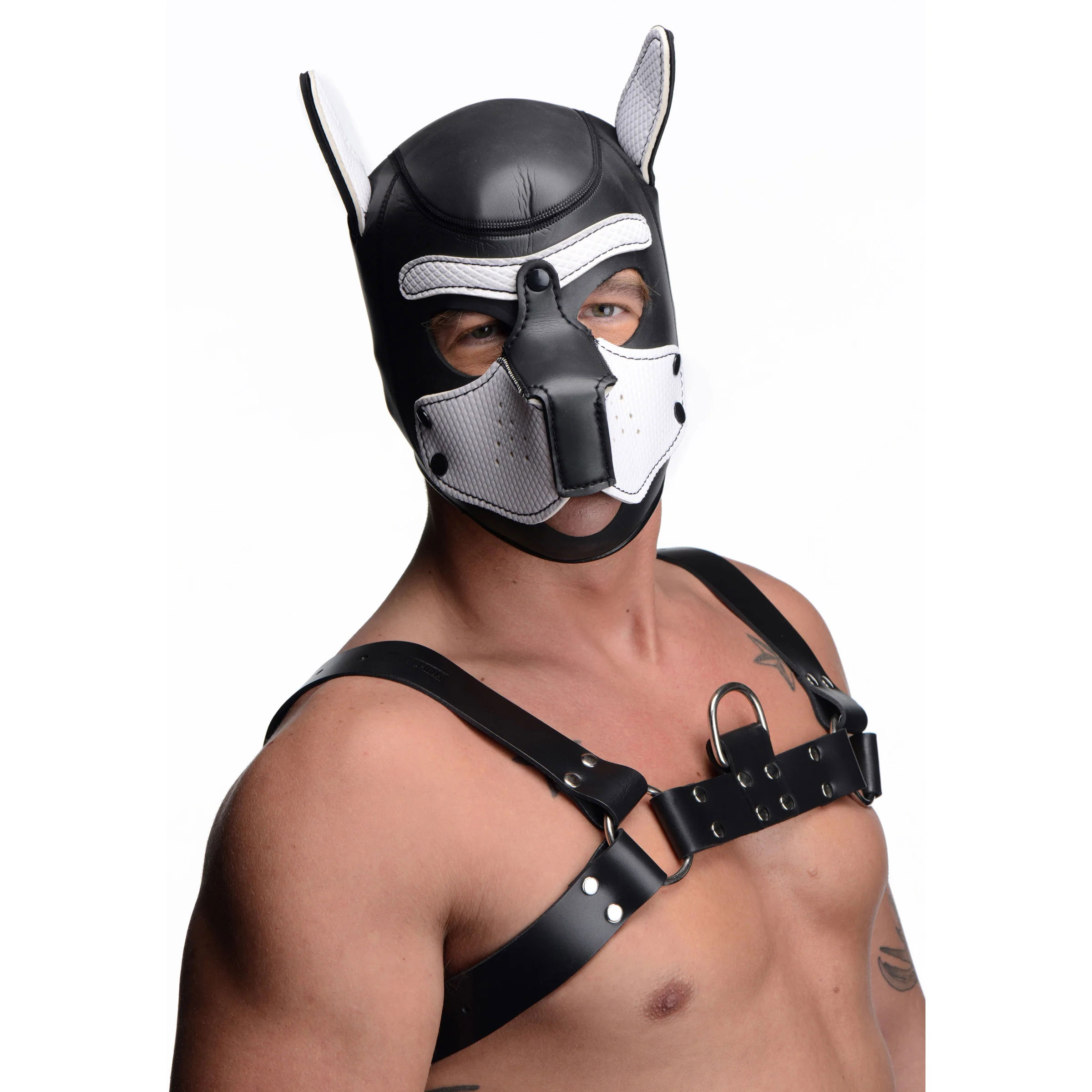 spike neoprene puppy hood white 