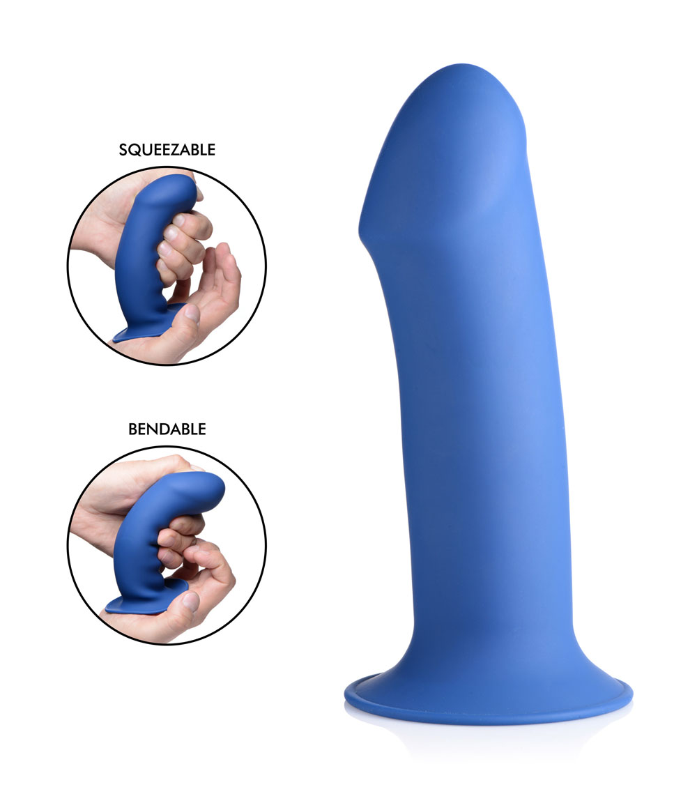 squeezable thick phallic dildo blue 