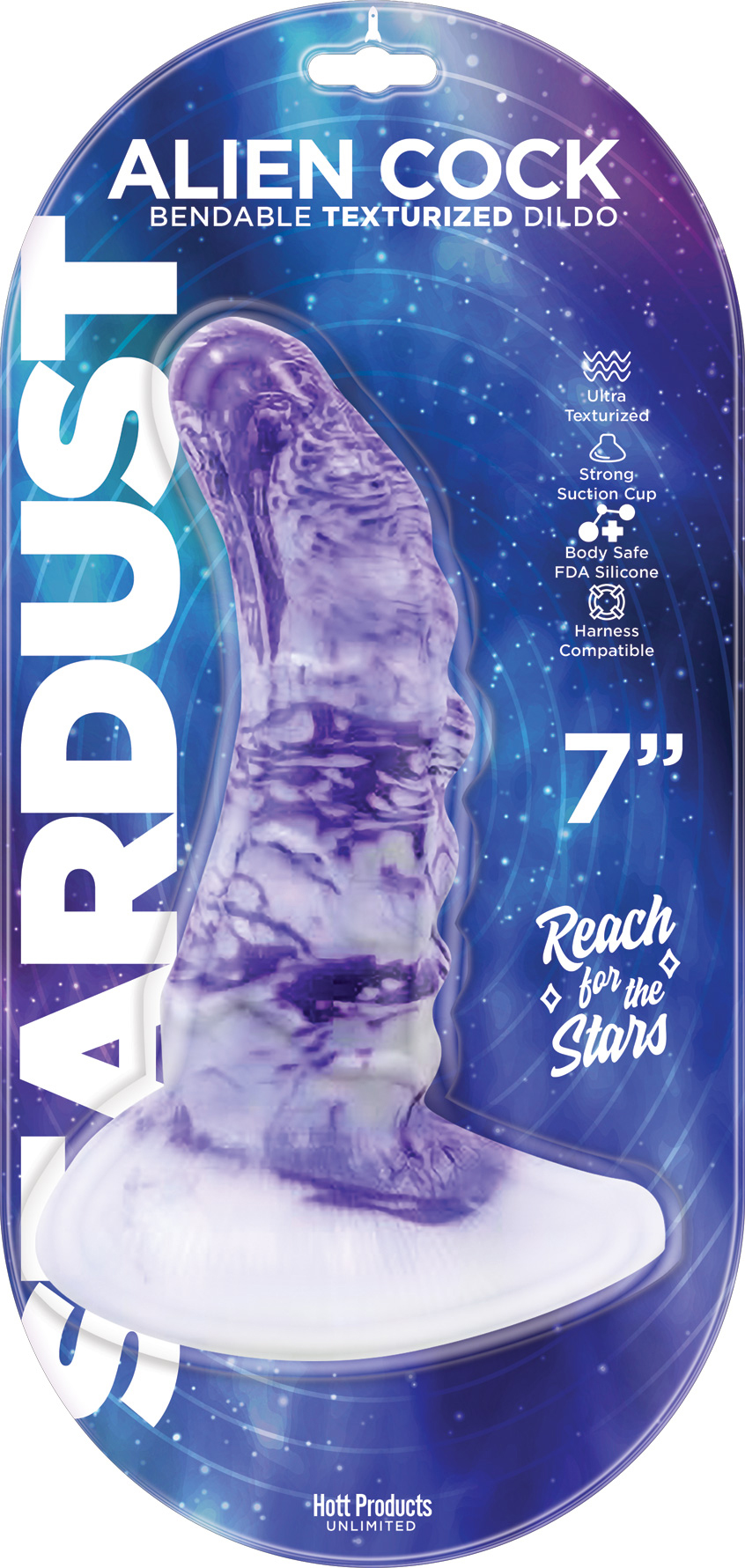 stardust alien cock bendable texturized dildo  texturized dildo  inch 