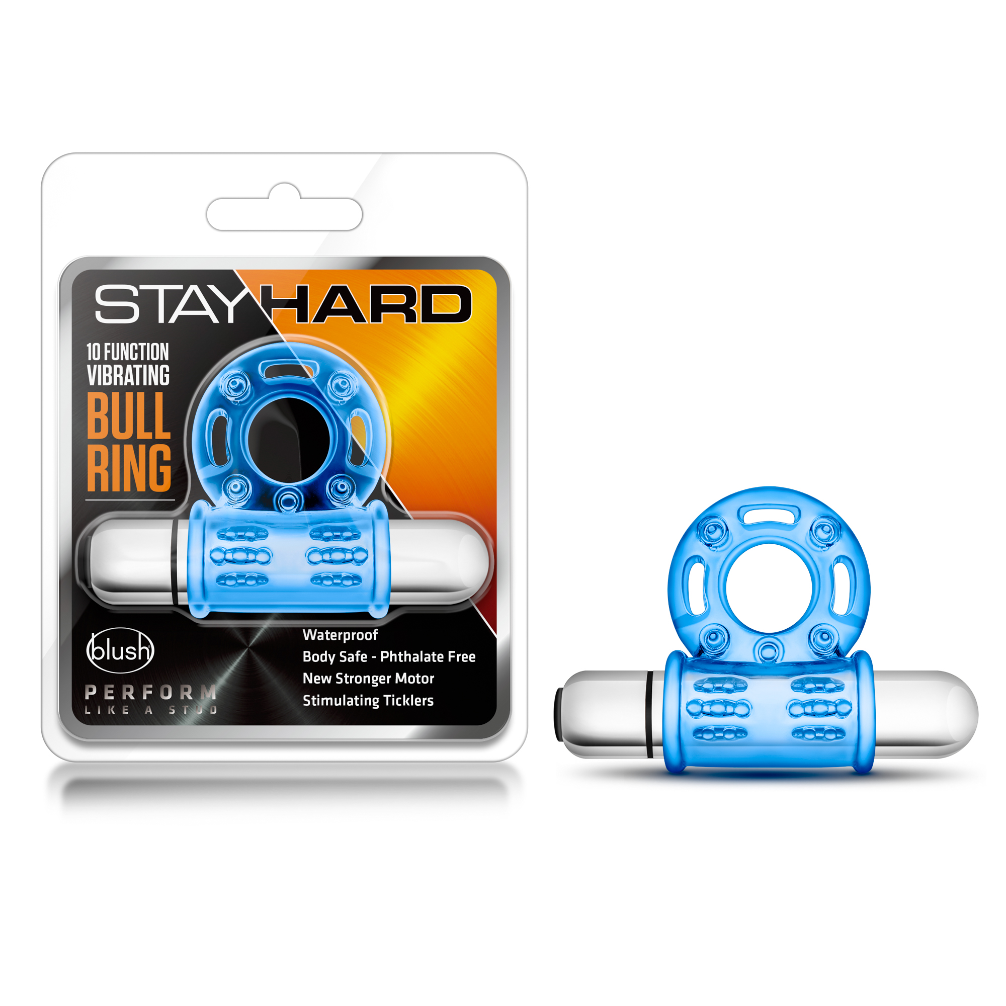 stay hard  function vibrating bull ring blue 