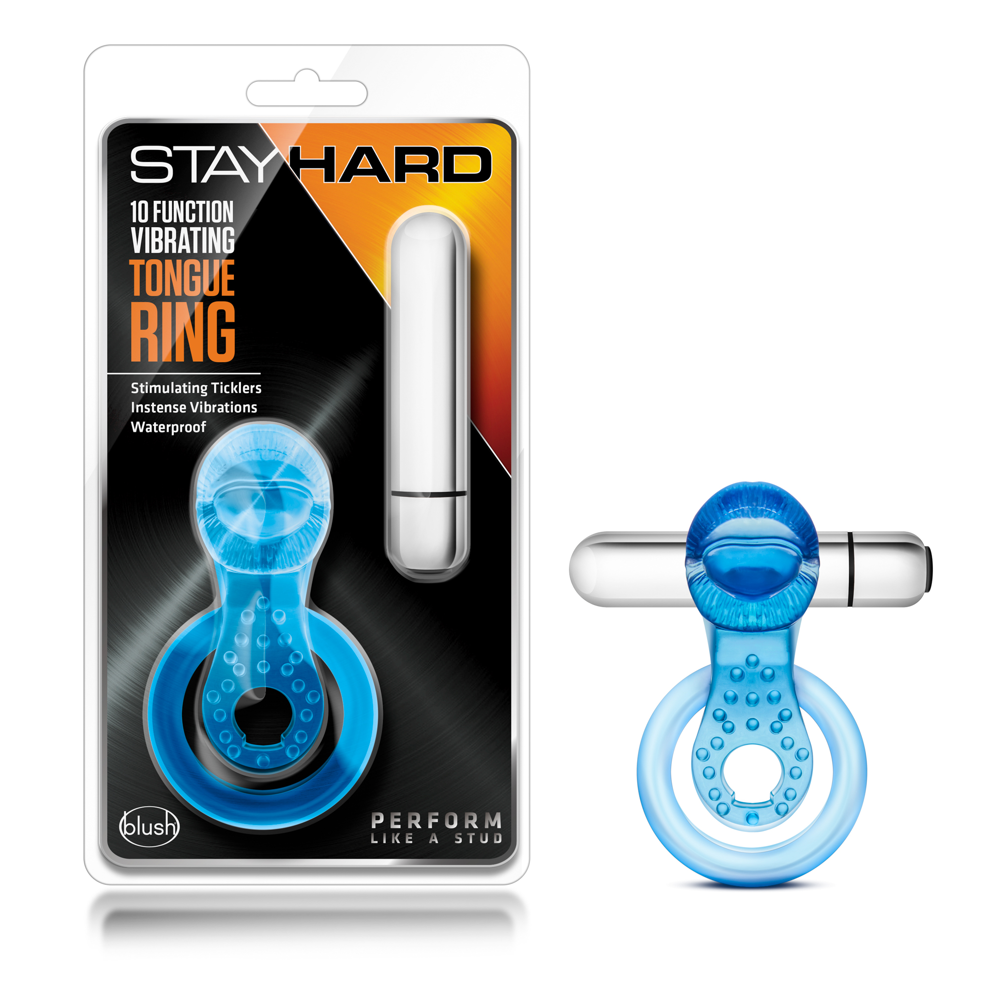 stay hard  function vibrating tongue ring blue 