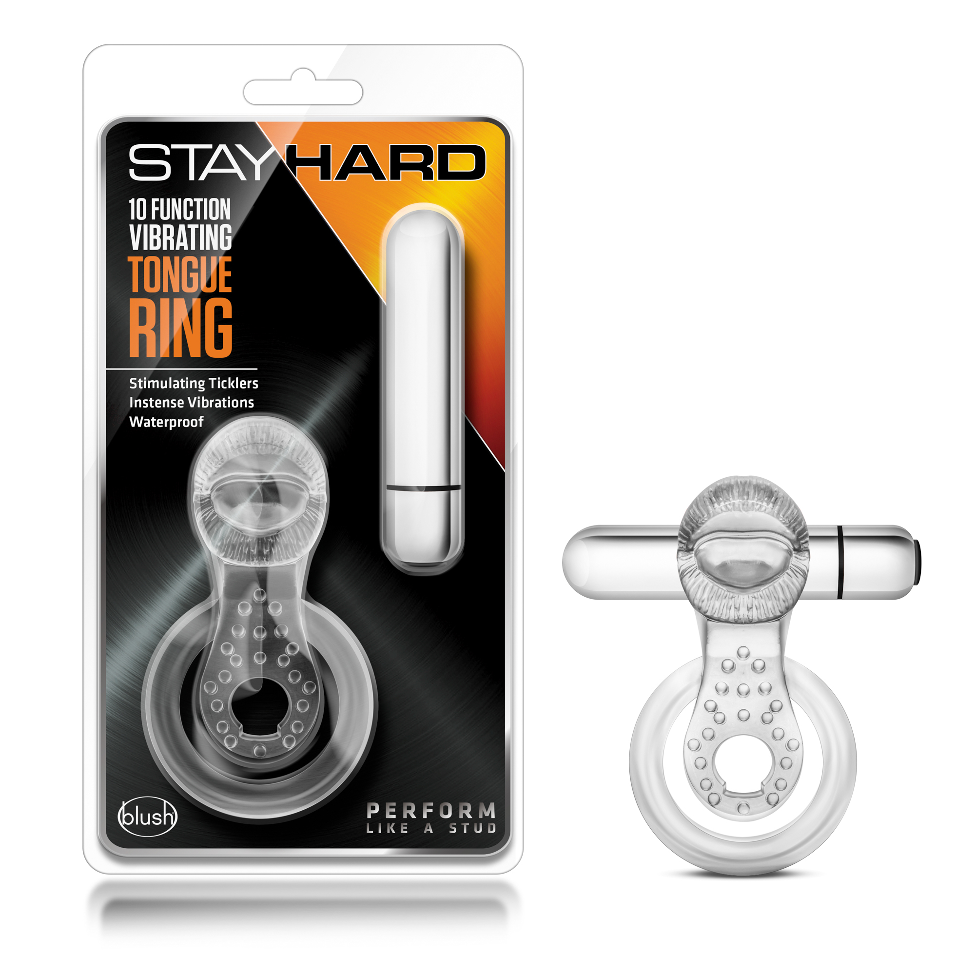 stay hard  function vibrating tongue ring clear 