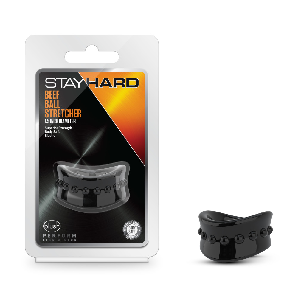 stay hard beef ball stretcher . inch  diameter black 