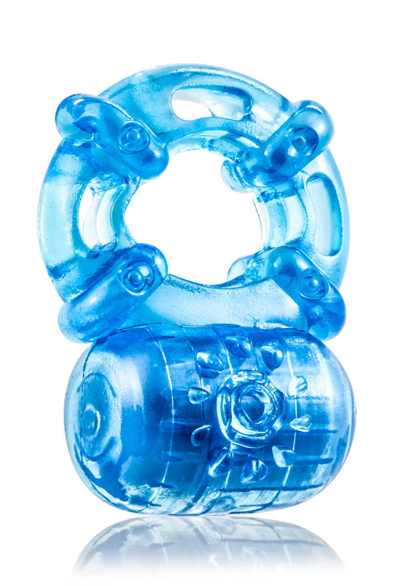 stay hard reusable  function vibrating cock ring blue 