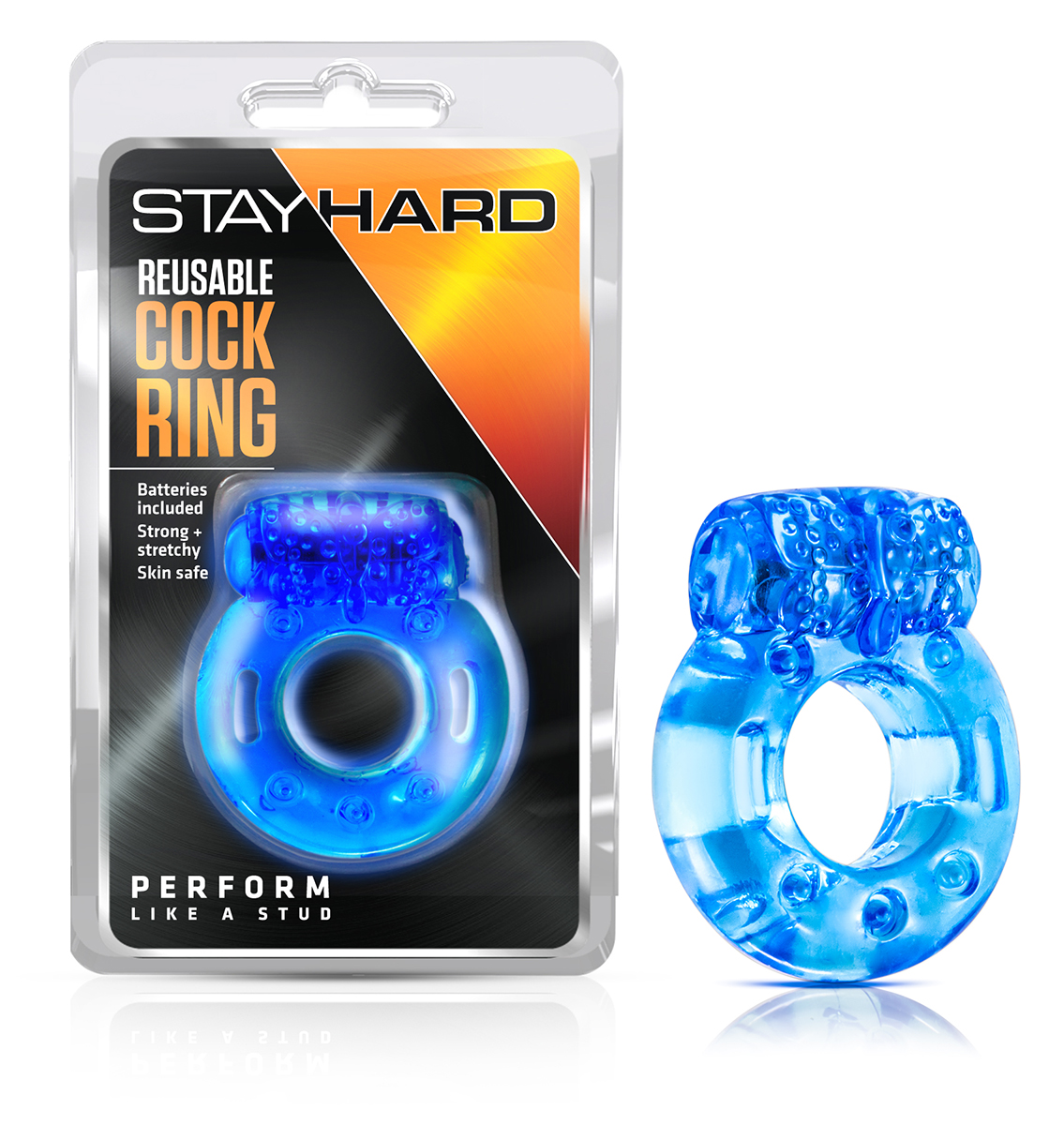 stay hard reusable cock ring blue 