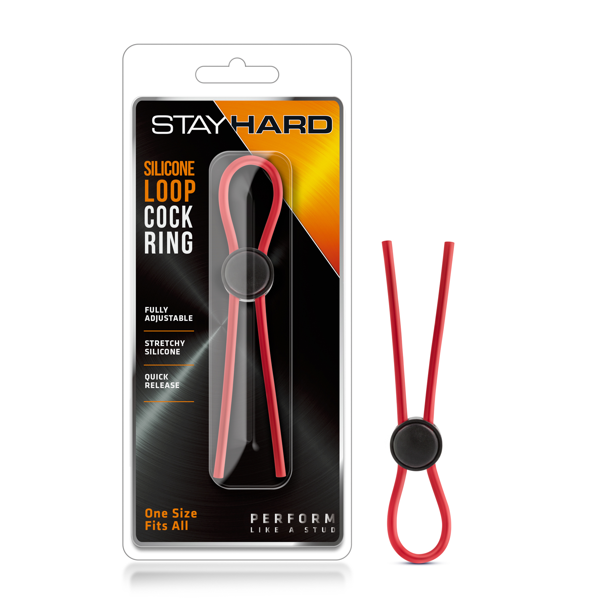 stay hard silicone loop cock ring red 