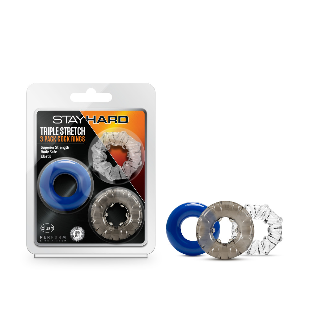 stay hard triple stretch  pack cock rings 