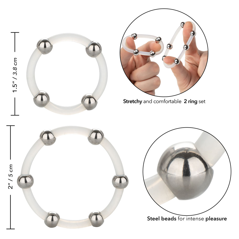 steel beaded silicone ring set 