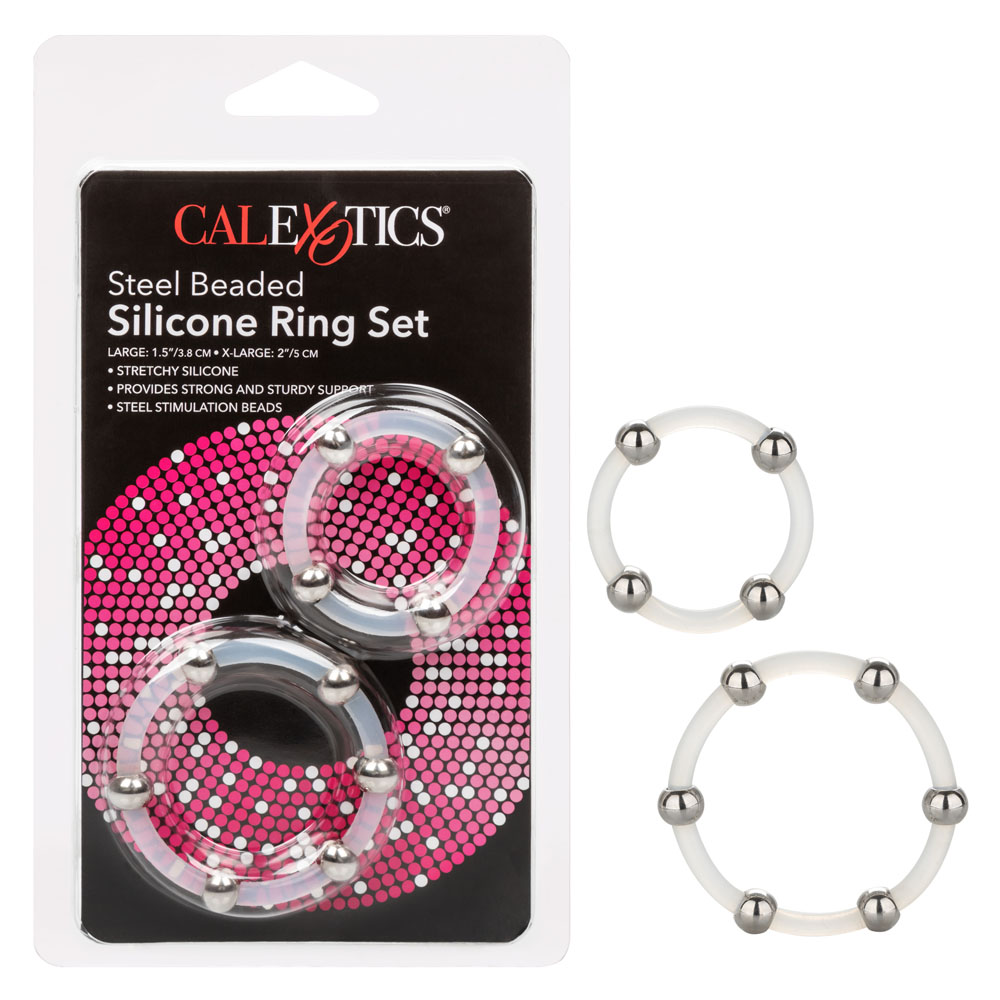 steel beaded silicone ring set 