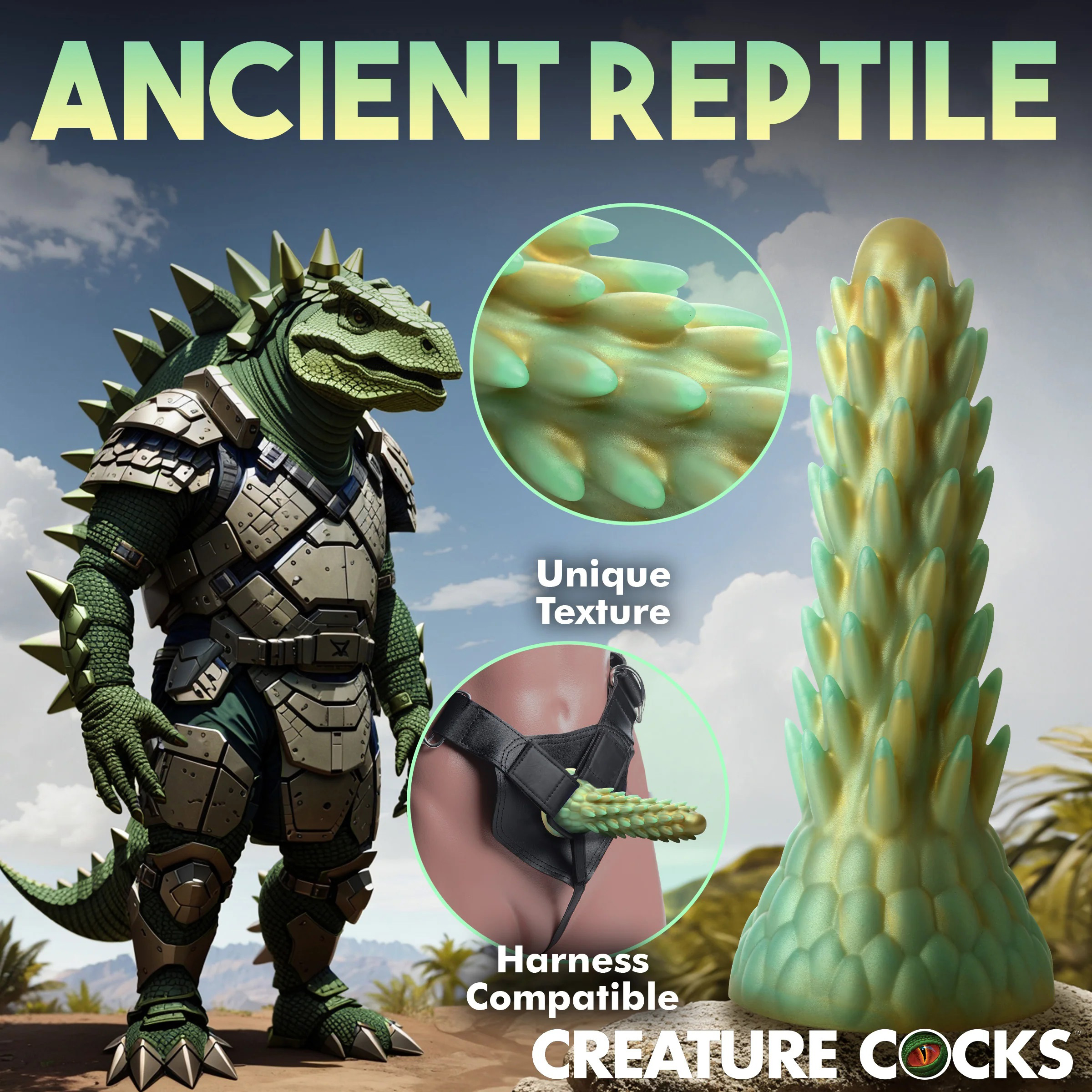 stegosaurus spiky reptile silicone dildo green 