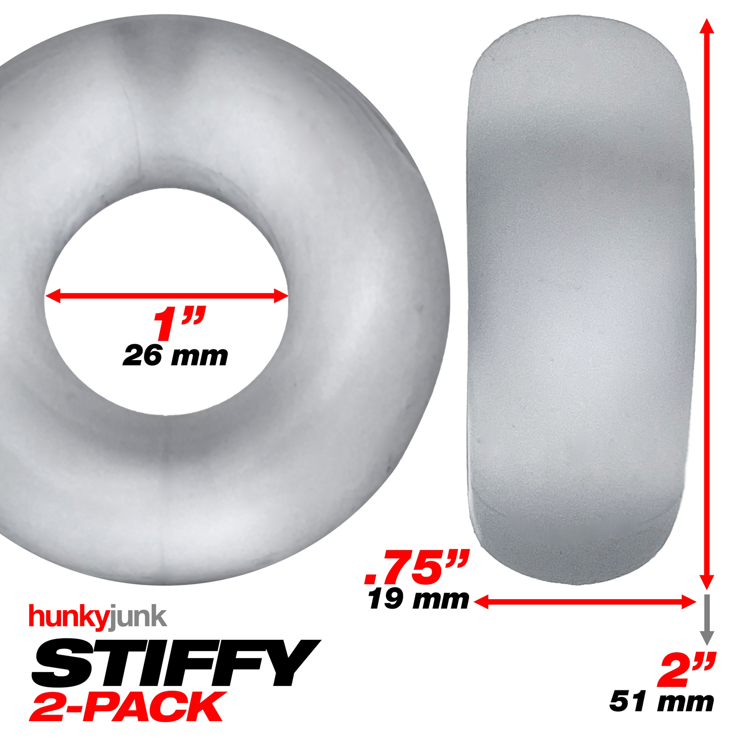 stiffy  pack bulge rings clear ice 