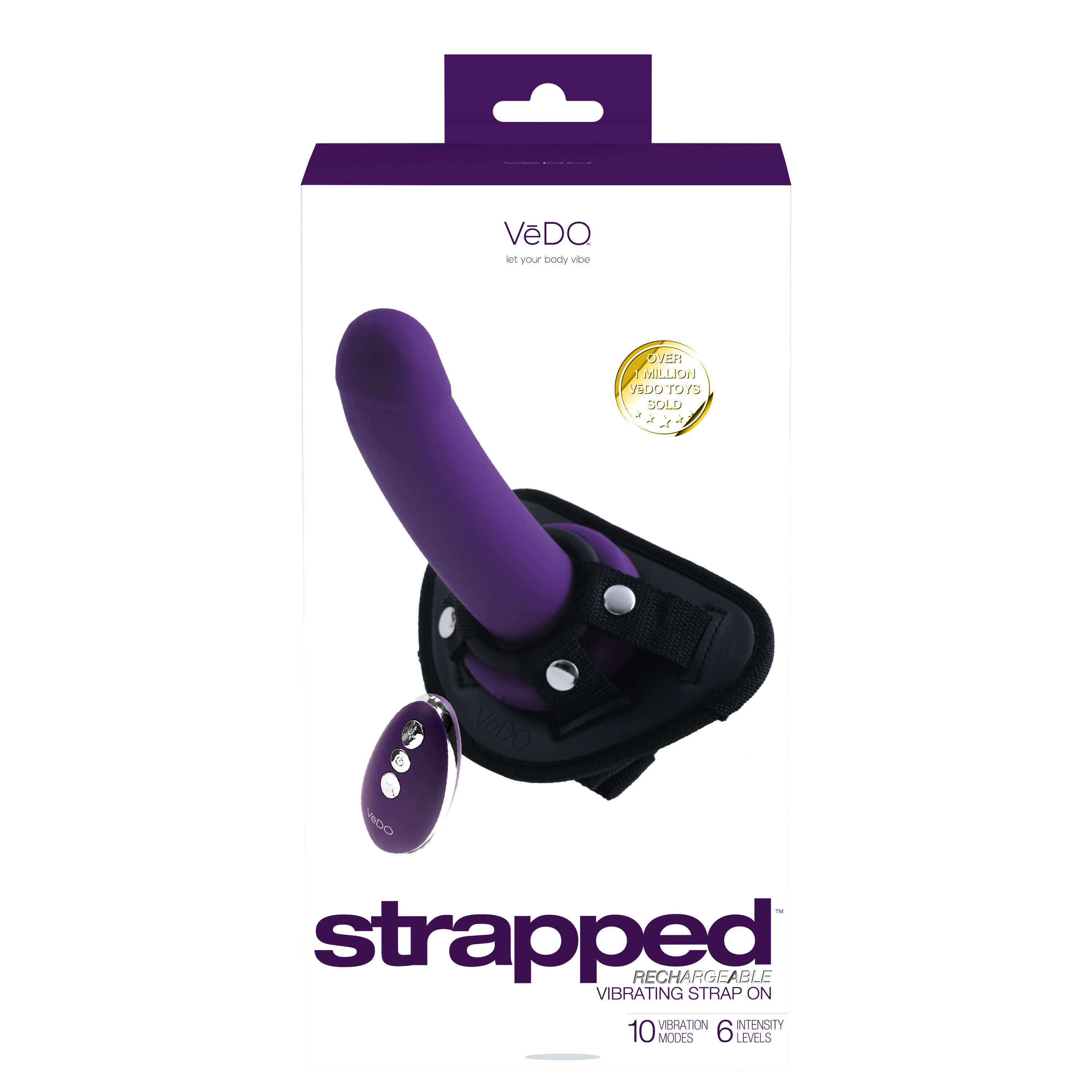 strapped rechargeable strap on purple 