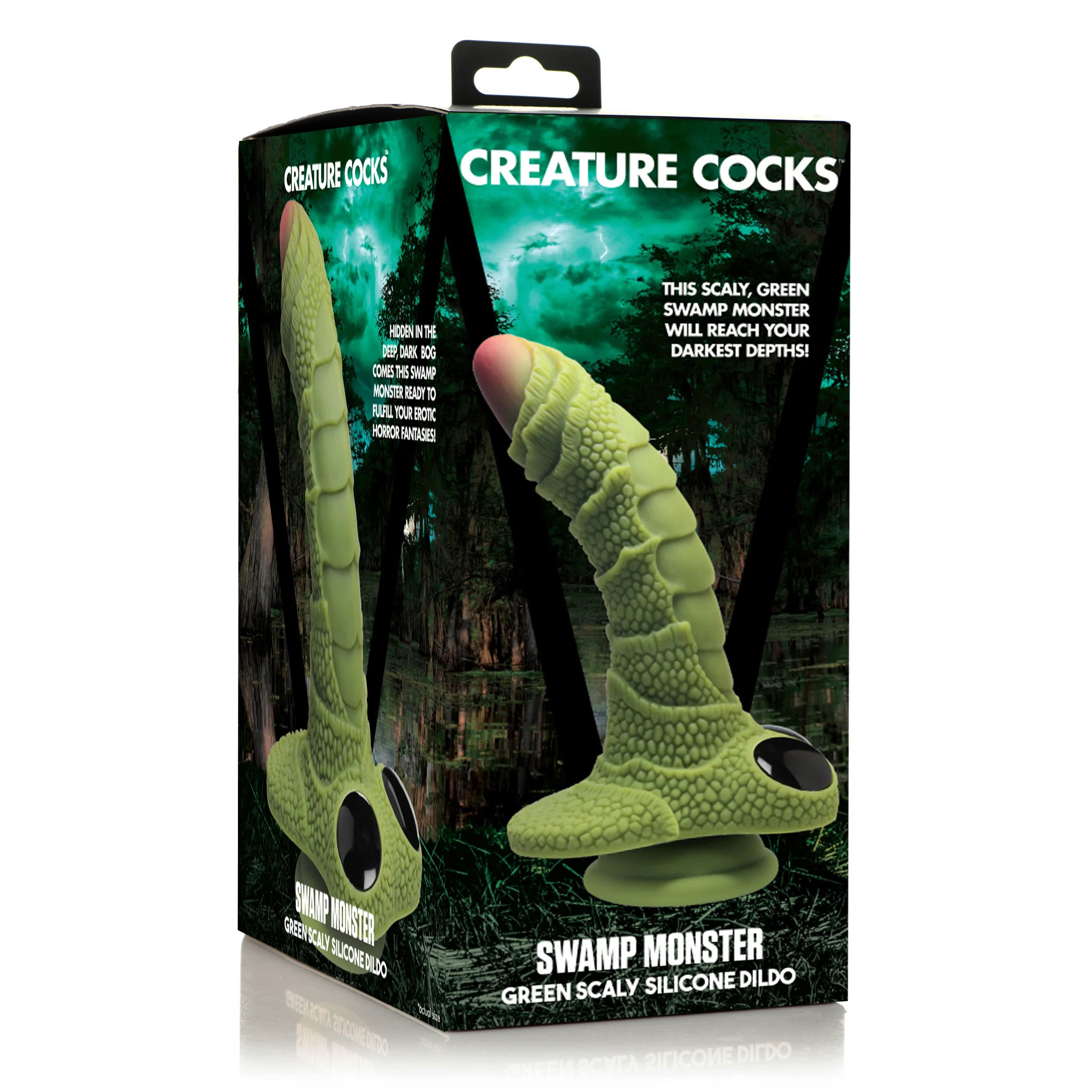 swamp monster green scaly silicone dildo 